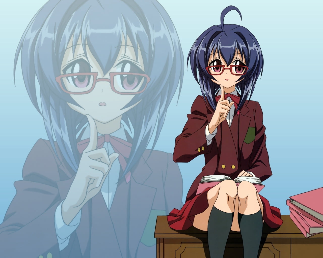 female anime character illustration, girl, schoolgirl, glasses