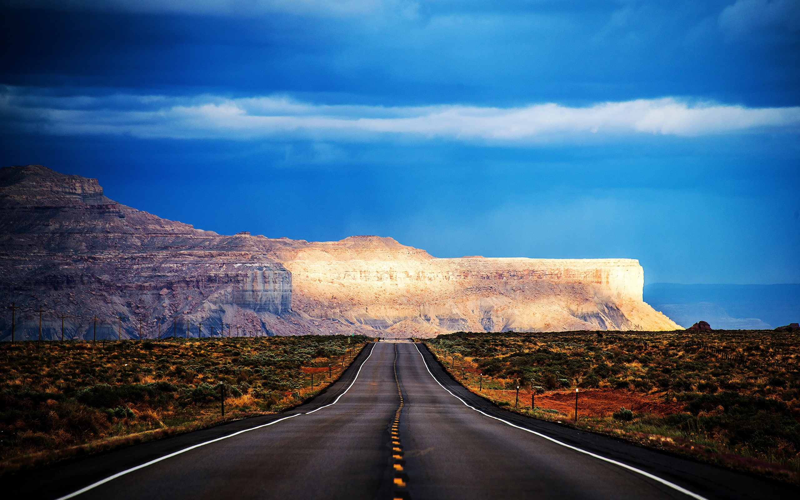 Arizona, USA, road, mountain, trees, blue sky, BLUE SKY