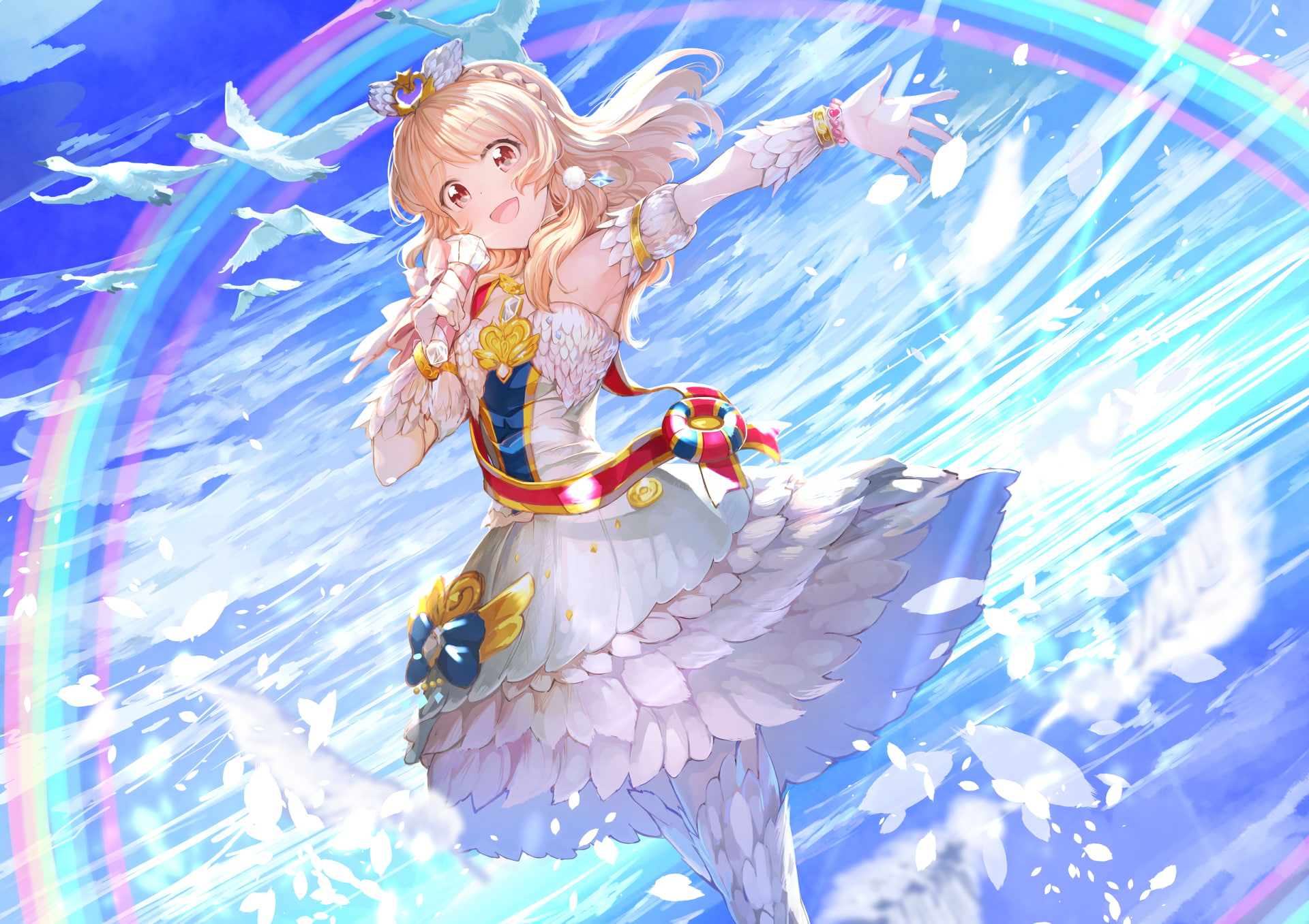 aikatsu, hoshimiya ichigo, blonde, crystal, feathers, dress