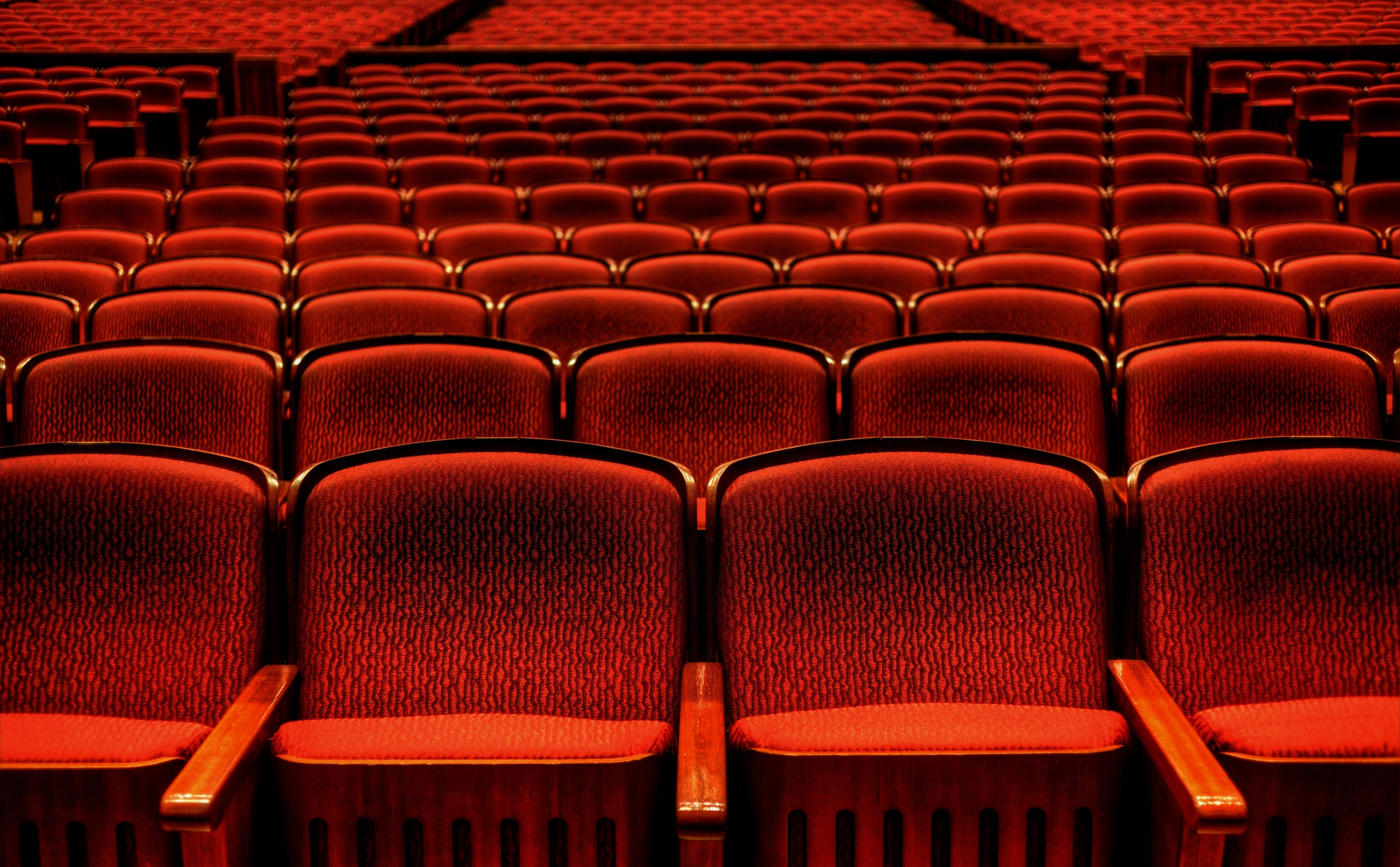 Red Theater Seats, red corduroy cinema chairs, Architecture, Japan