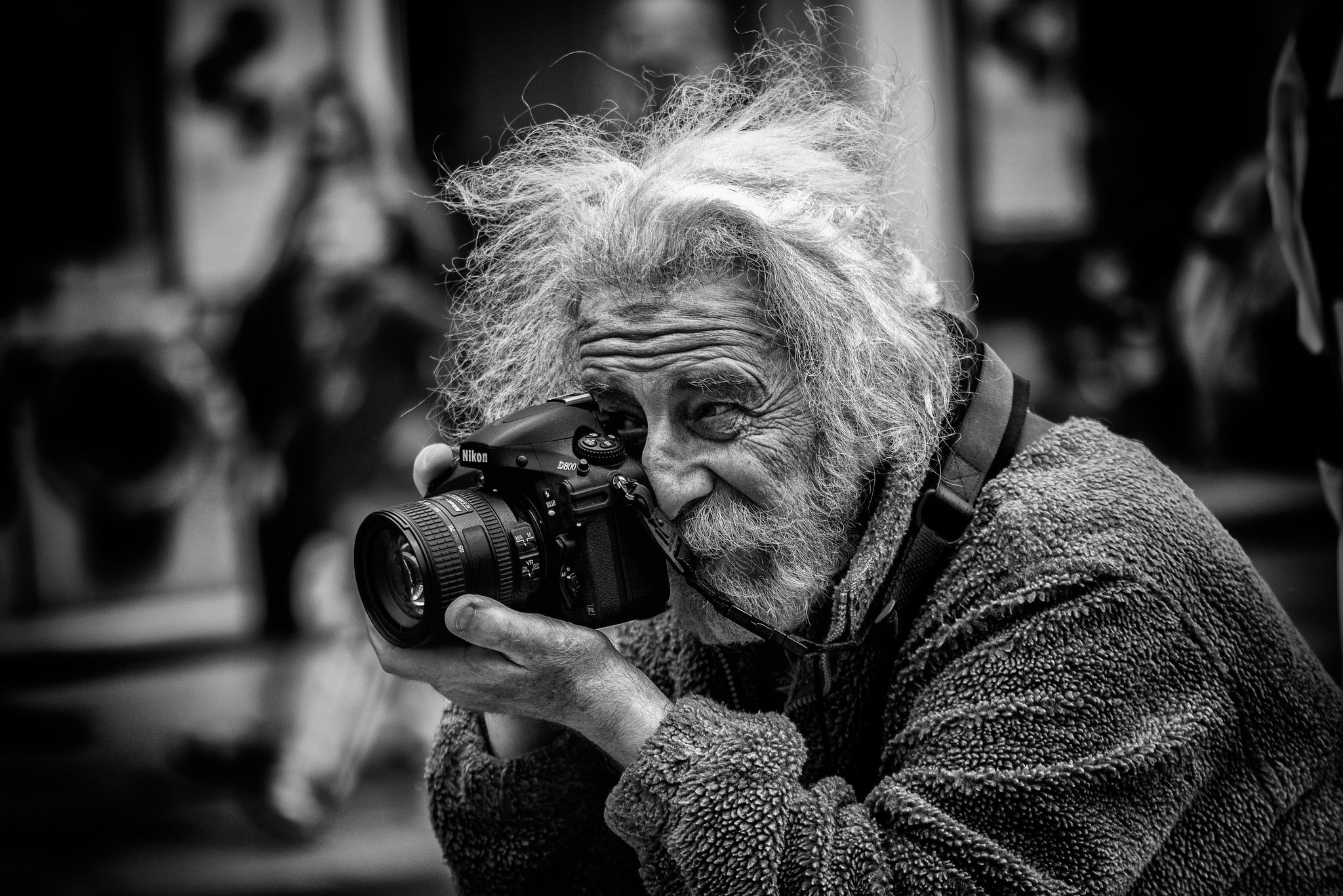 camera, photographer, monochrome, Ara Güler, one person, senior adult