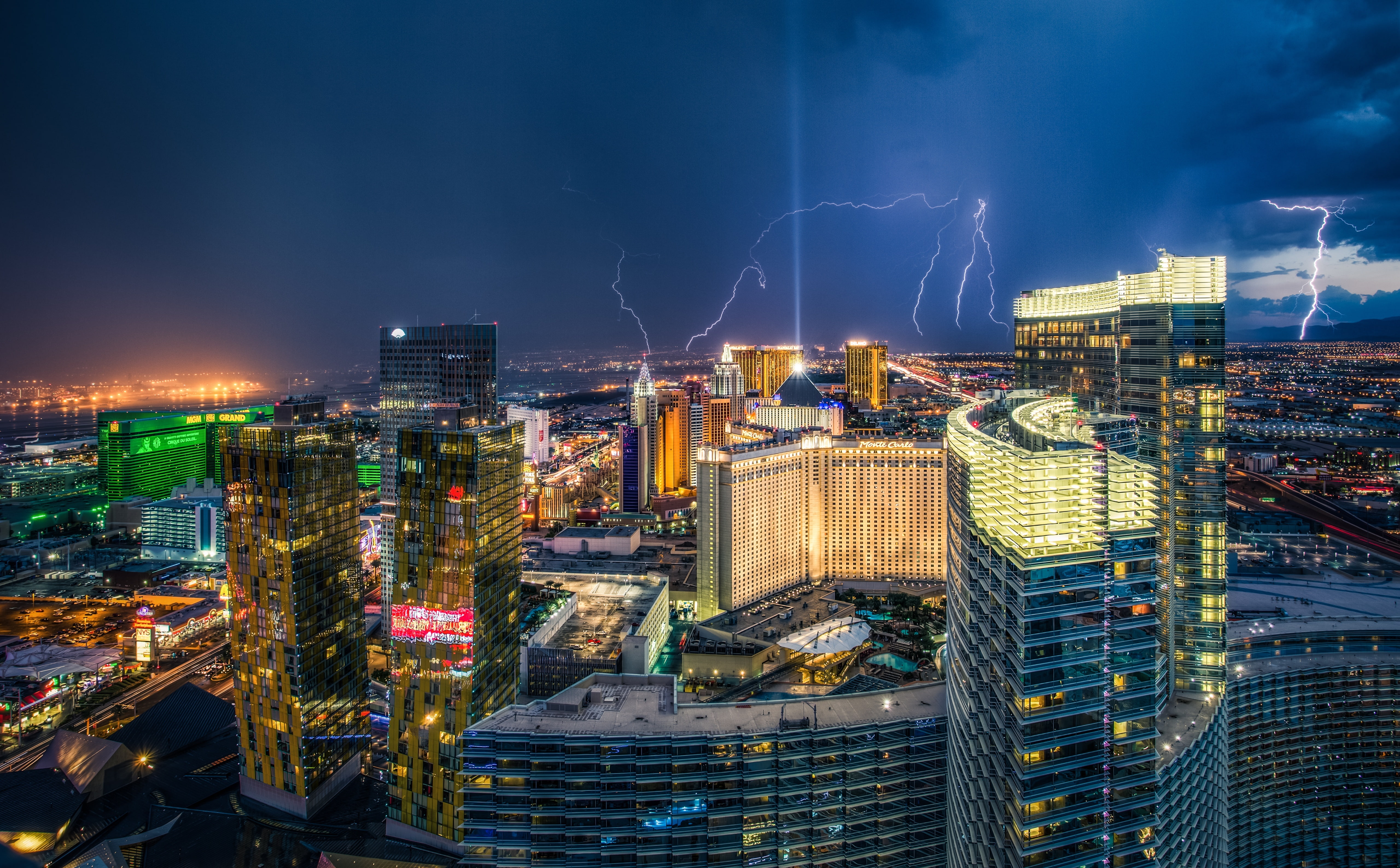 Las Vegas Lightnings, aerial photography of city skyline, Night