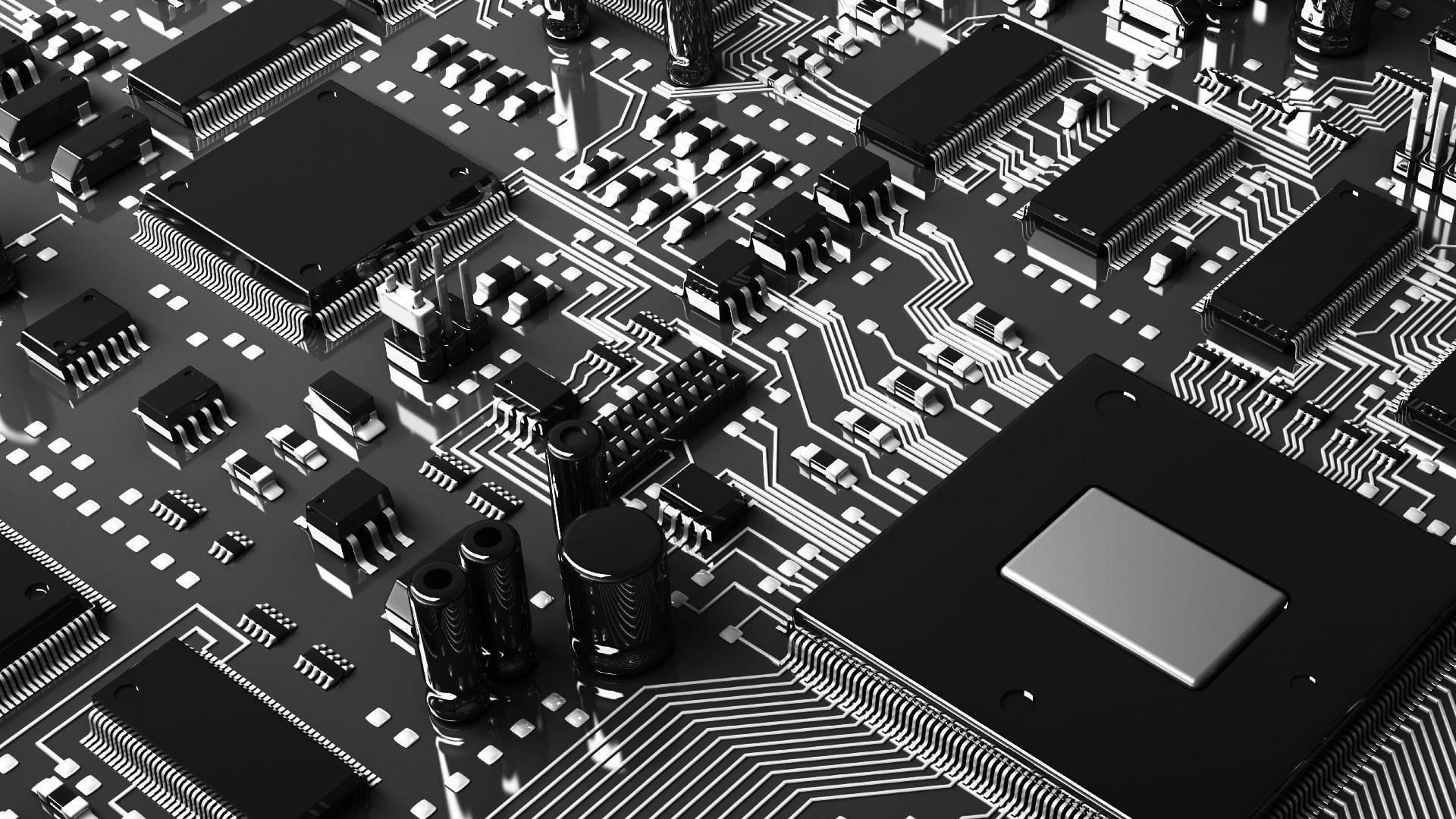 motherboard, black and white, Technology