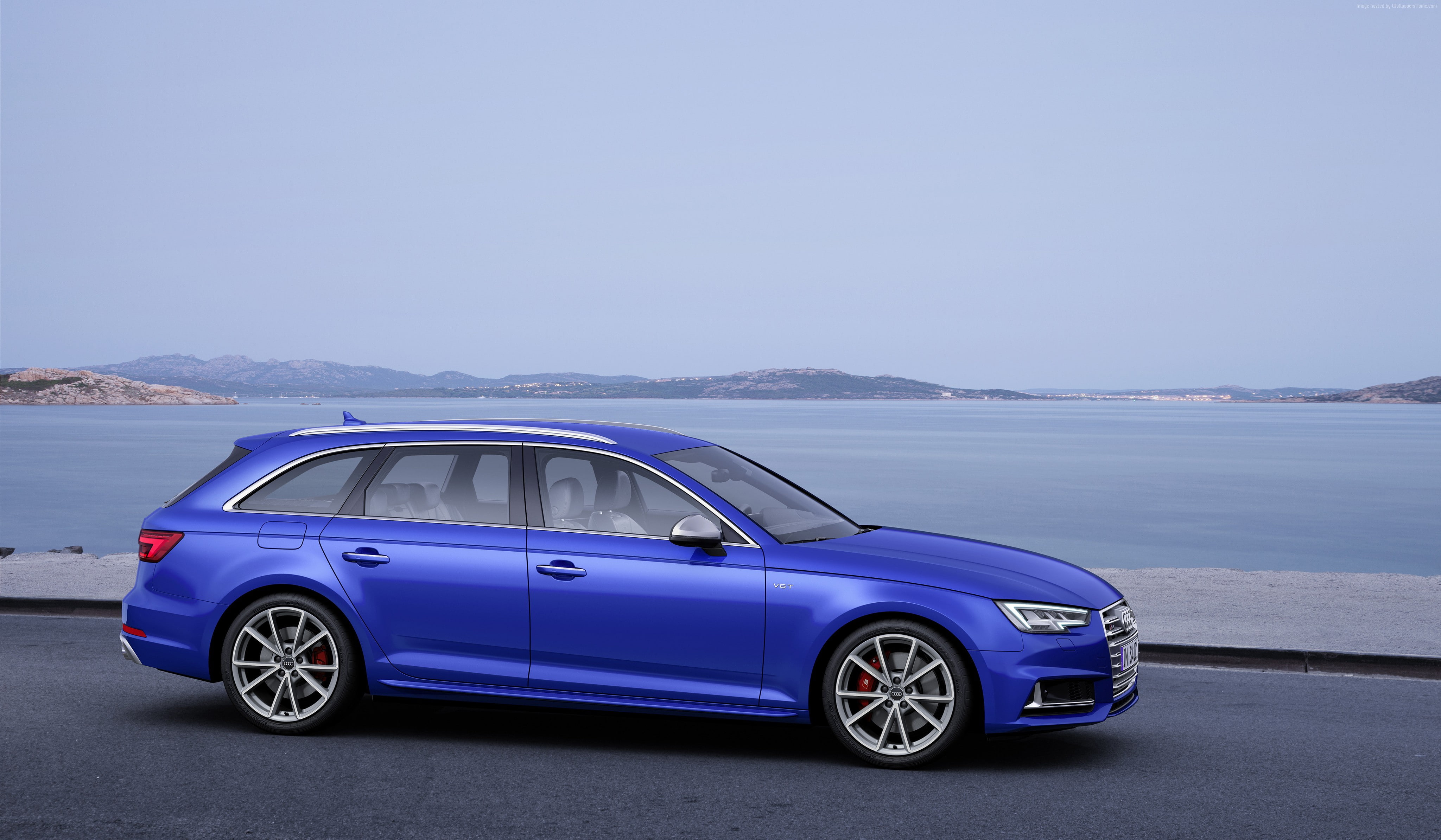 sedan, blue, Audi S4 Avant (B9), Geneva Auto Show 2016, transportation