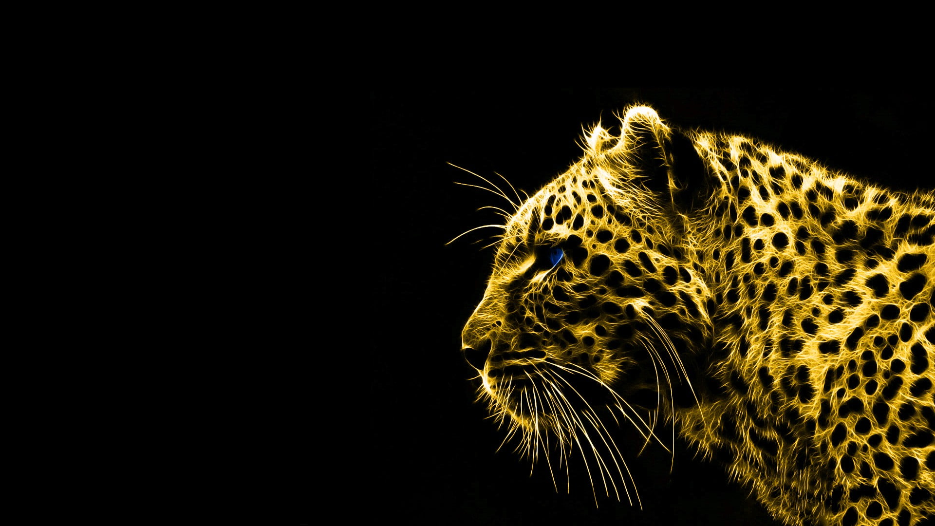leopard, animals, black background, Fractalius, leopard (animal)