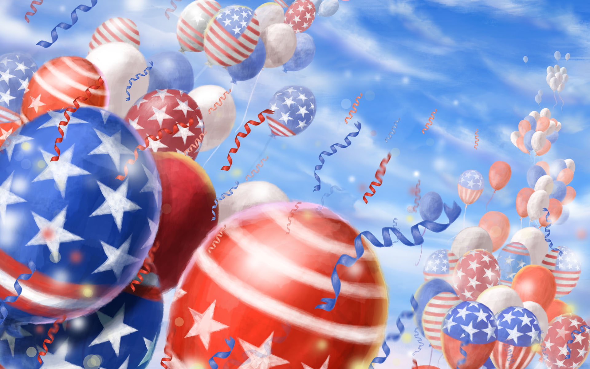4 July Independence Day Usa Celebration Balloon Motifs Of American Flag Desktop Hd Wallpaper Download For Mobile And Tablet 1920×1200