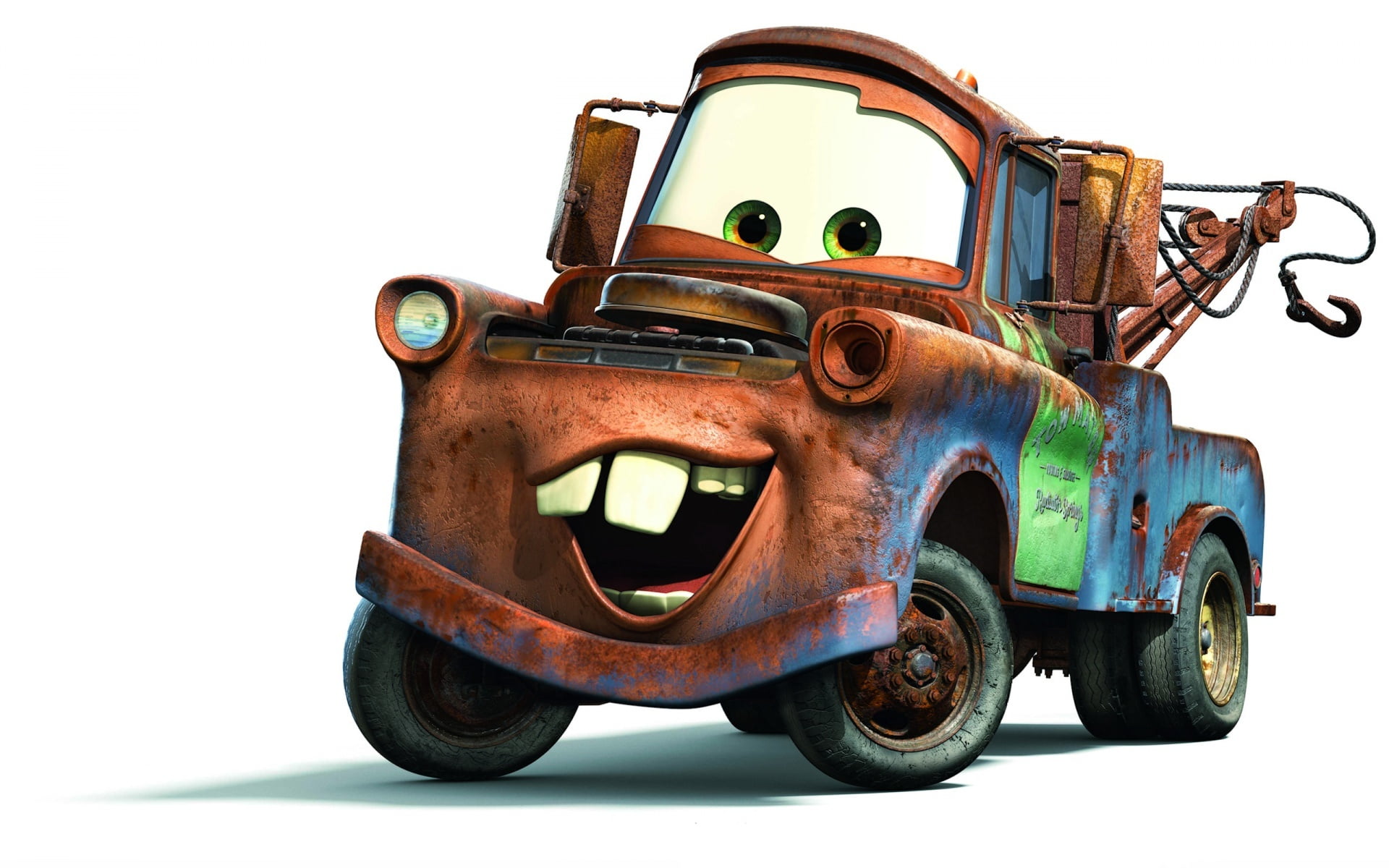 Disney Car Mater, Cars, tow truck, white background, rusty, mode of transportation