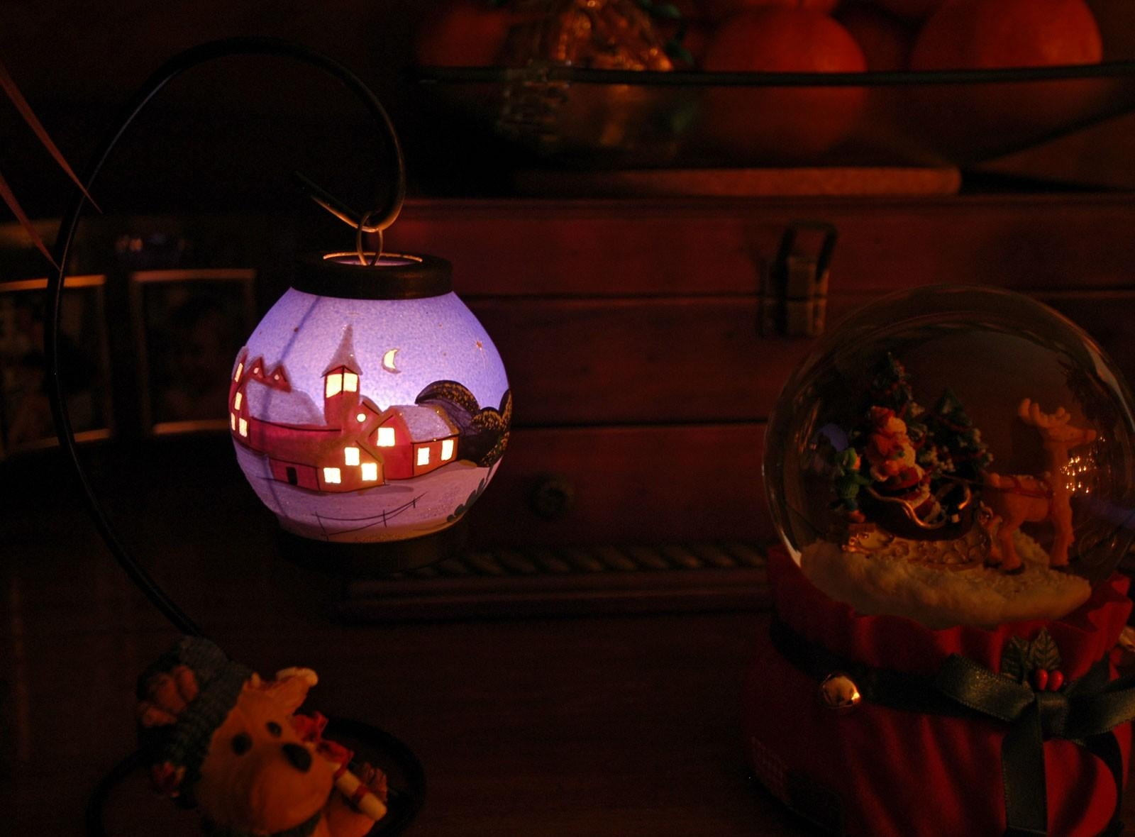 white, orange, and purple houses-printed lamp, ball, toys, lamps