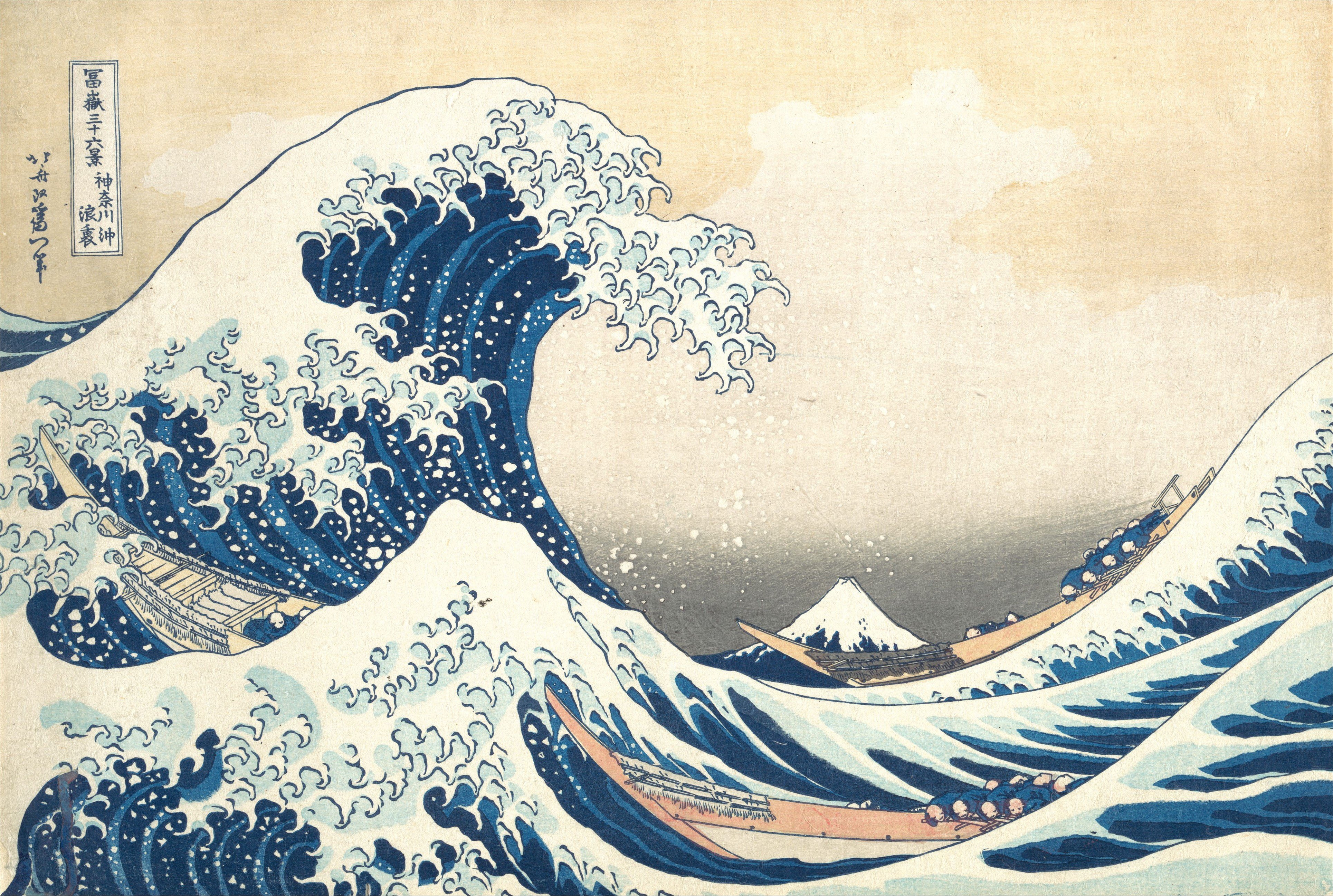 artwork, boat, Japan, painting, sea, The Great Wave Off Kanagawa