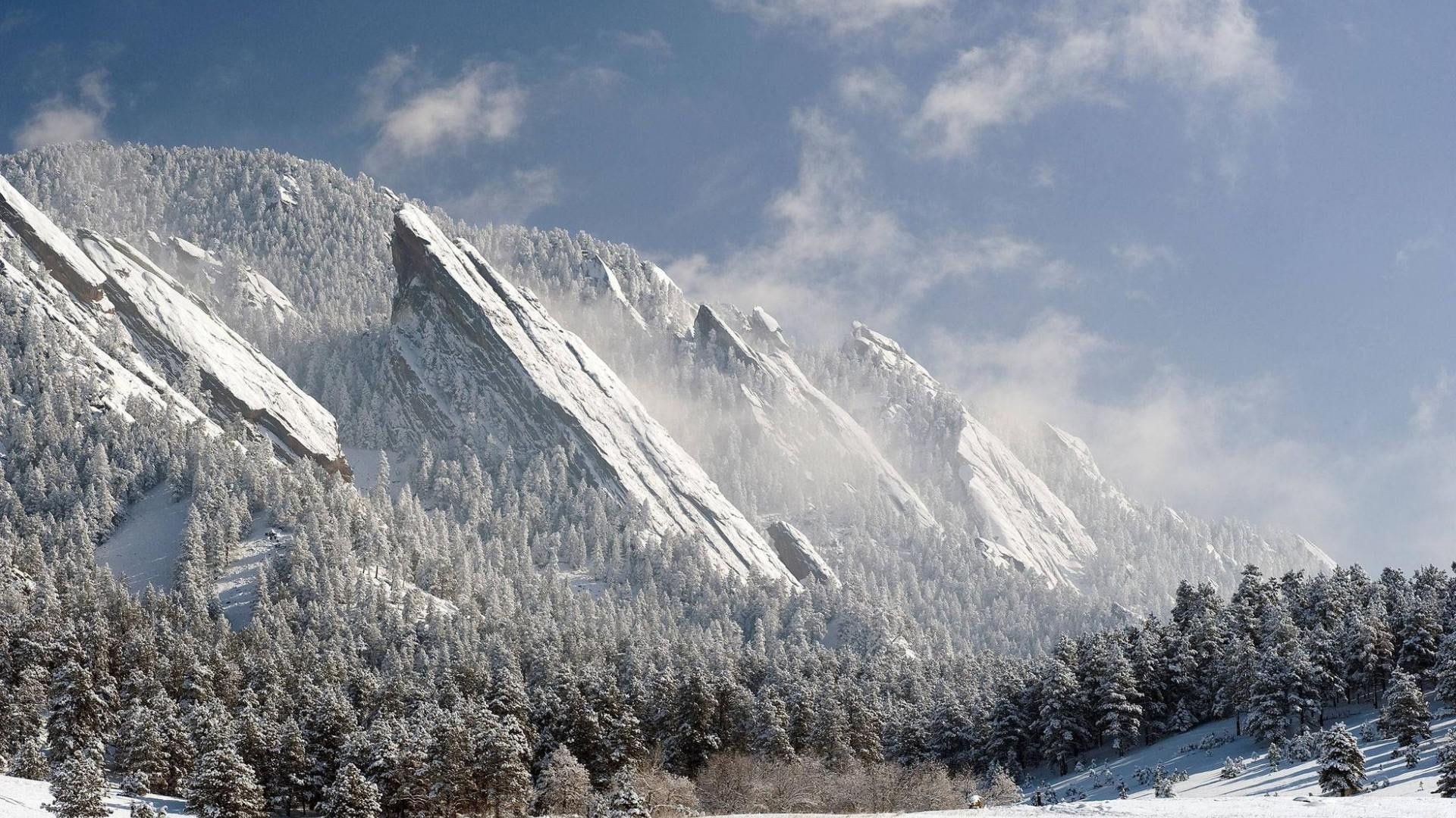 Flatirons, snow capped mounting, nature, 1920x1080, mountain
