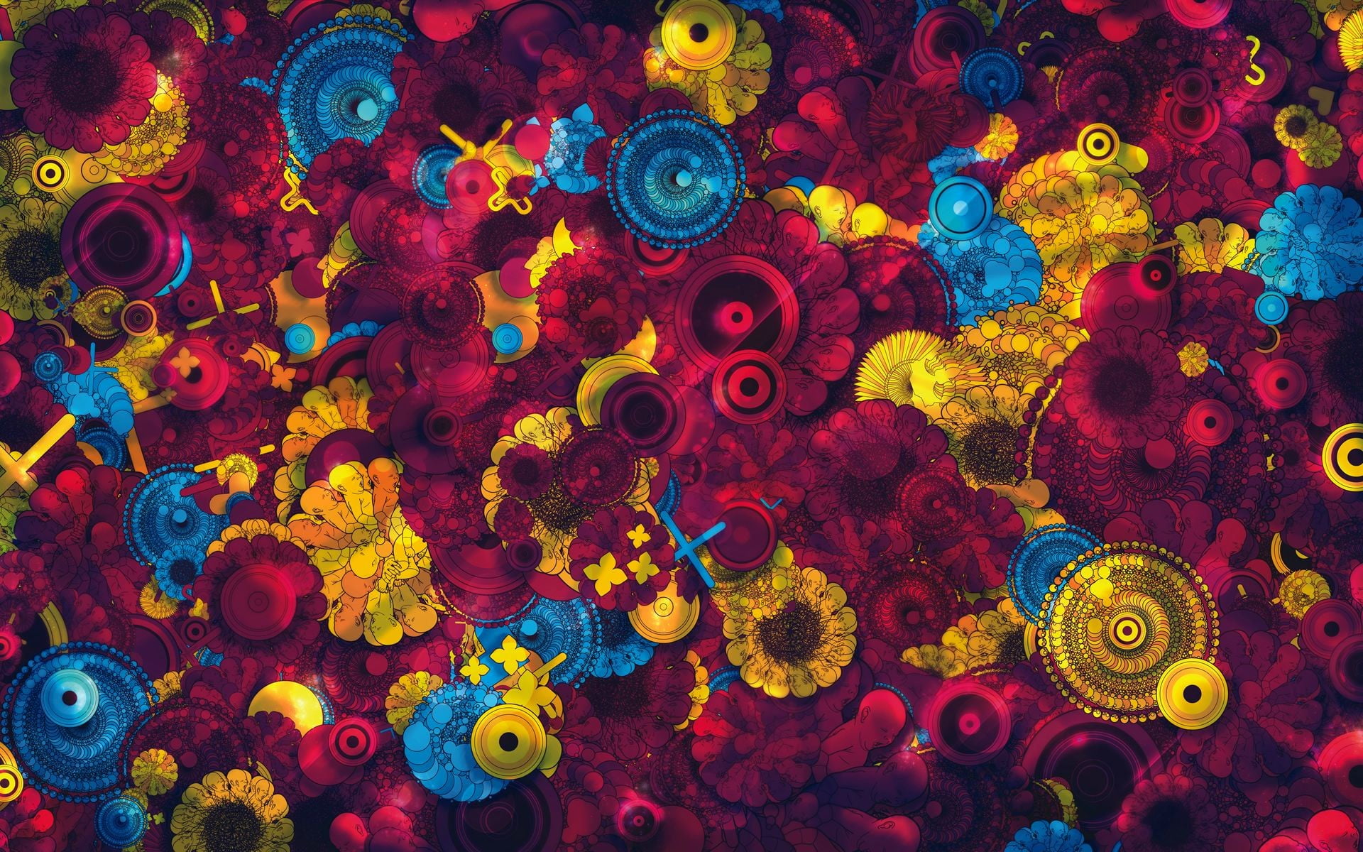 psychedelic, digital art, colorful, flowers, abstract, multi colored
