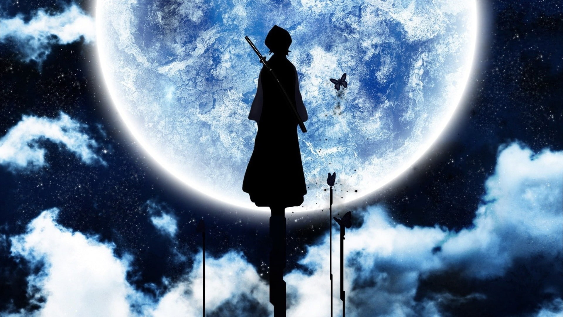 bleach moon silhouette kuchiki rukia 1920x1080  Anime Bleach HD Art