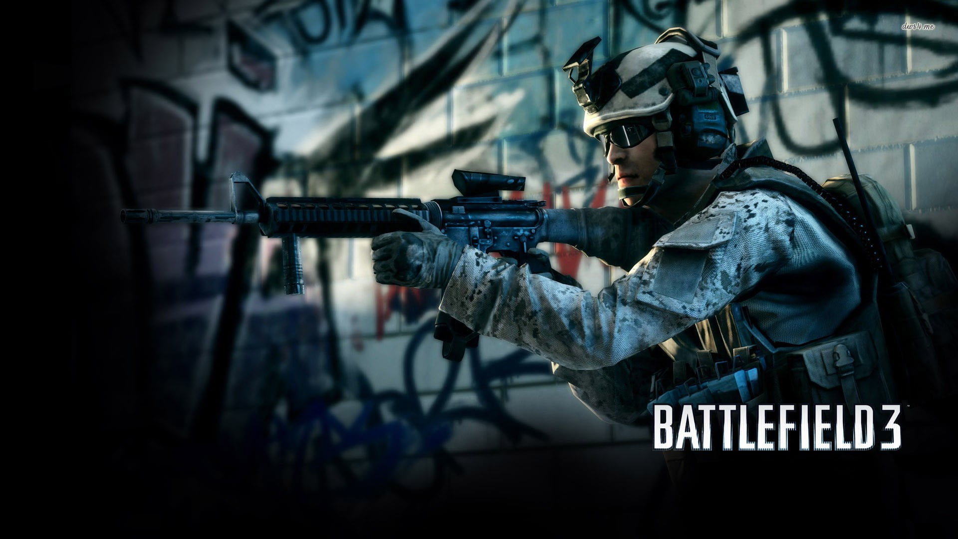 Battlefield 3 poster, video games, dice, M16, assault rifle, gun