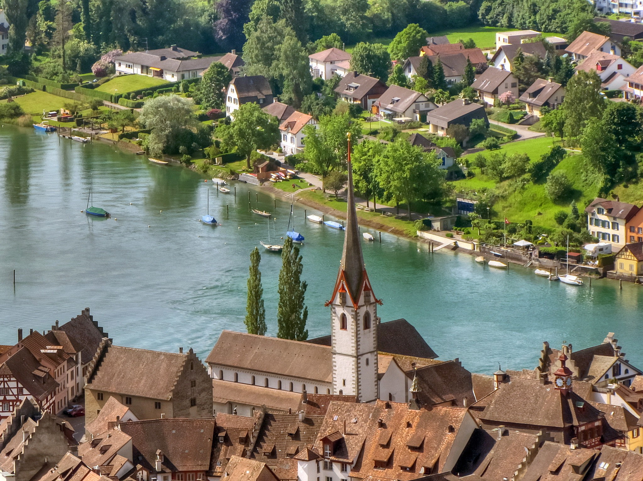 Switzerland, Stein am Rhein, home, architecture, river, town.