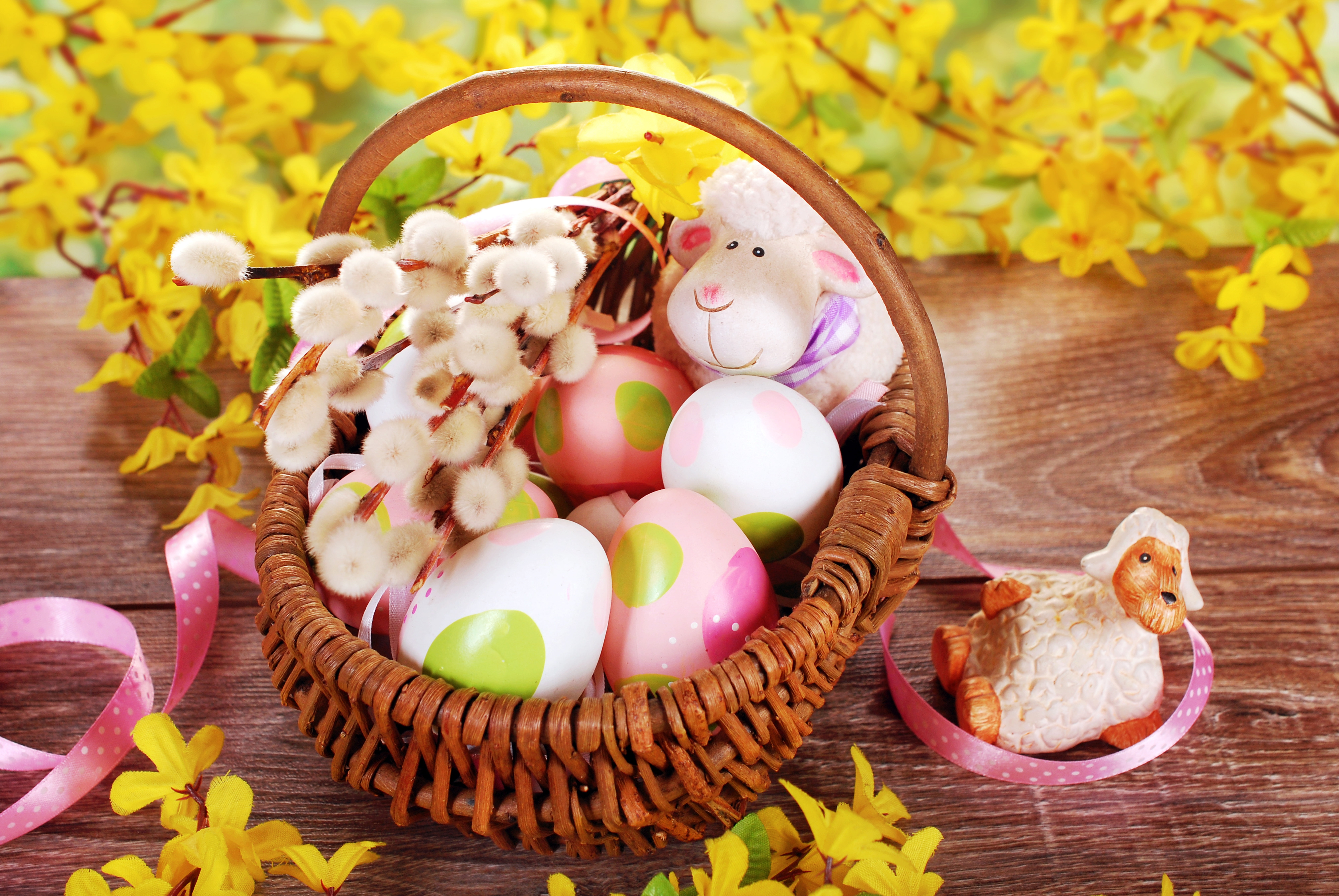 white-and-multicolored egg lot, eggs, Easter, Easter eggs, basket
