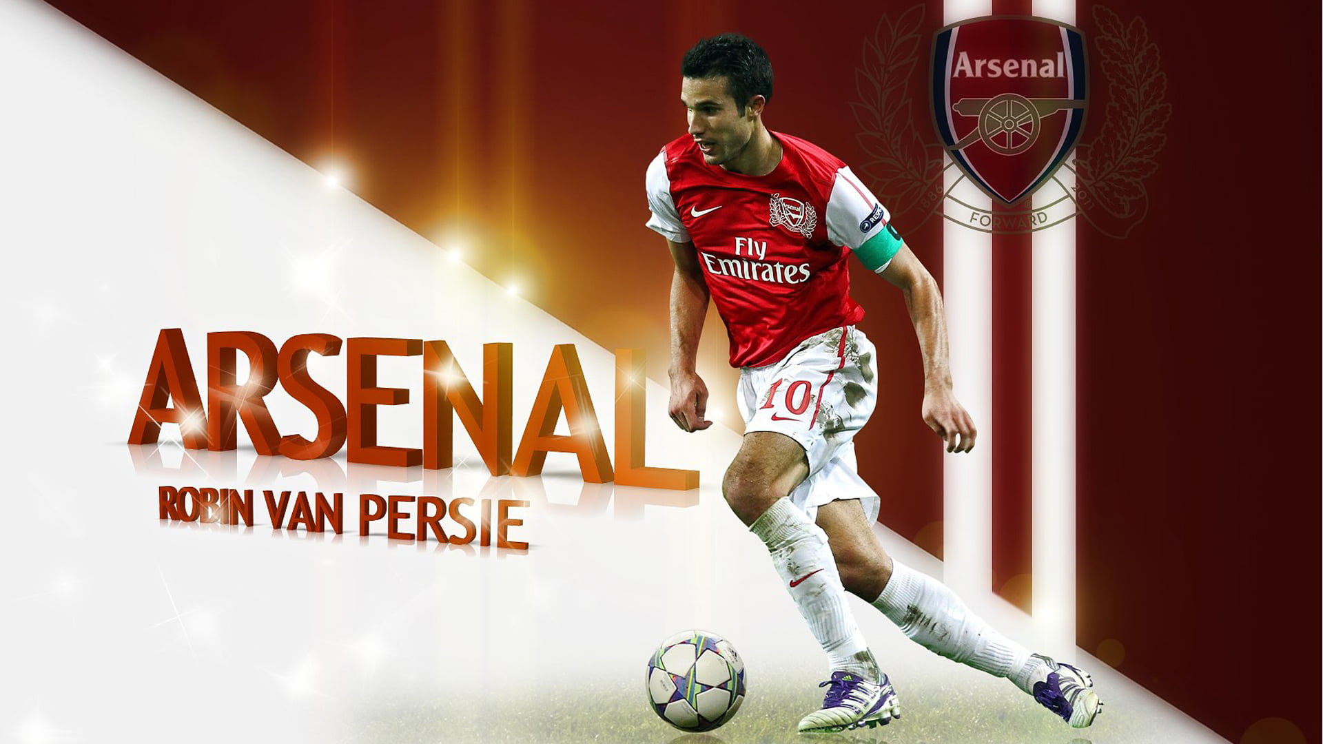 Arsenal soccer team logo, the ball, Robin van Persie, sport, competitive Sport