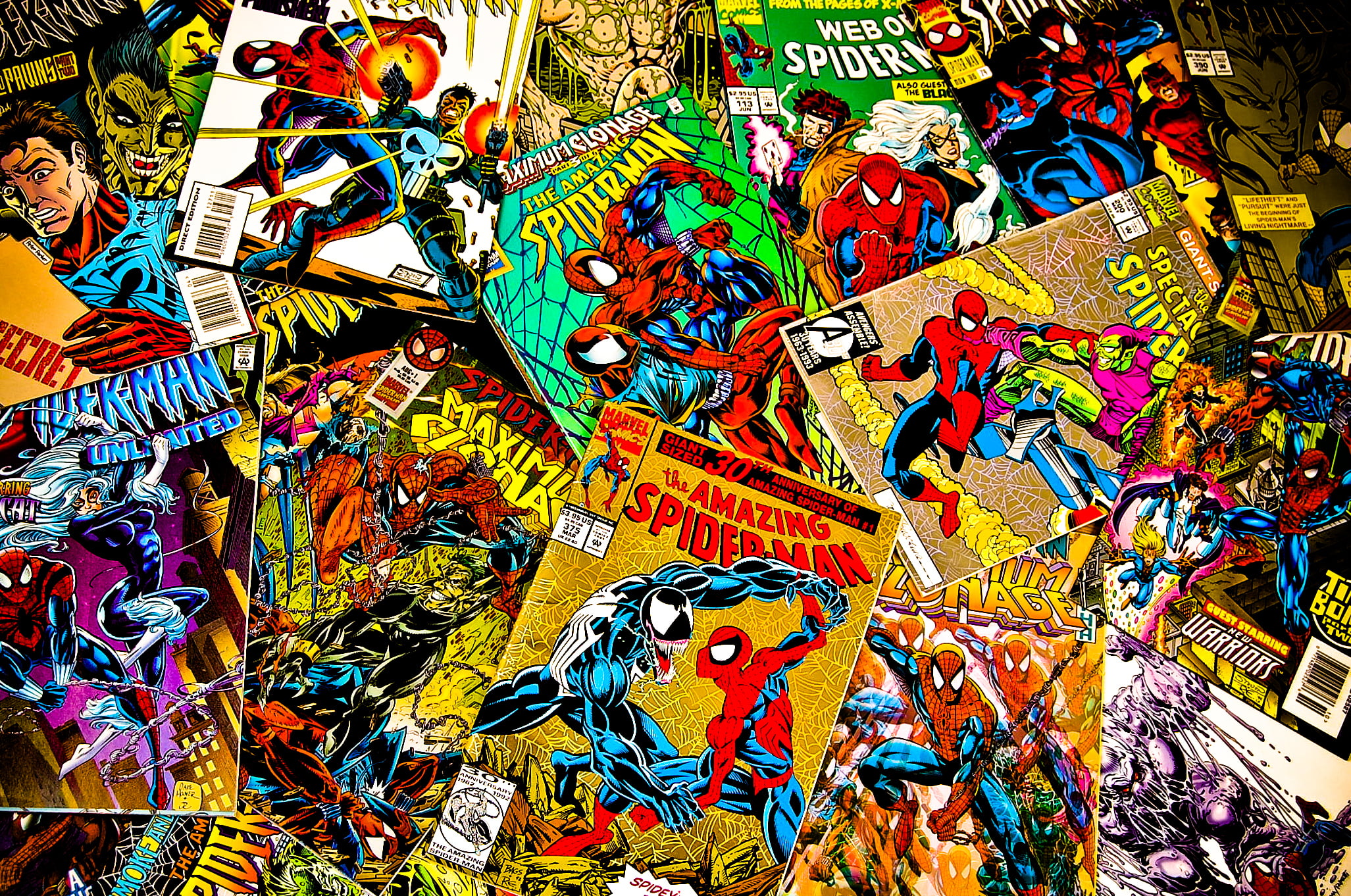 comic book collection, colors, comics, disorder, covers, magazines