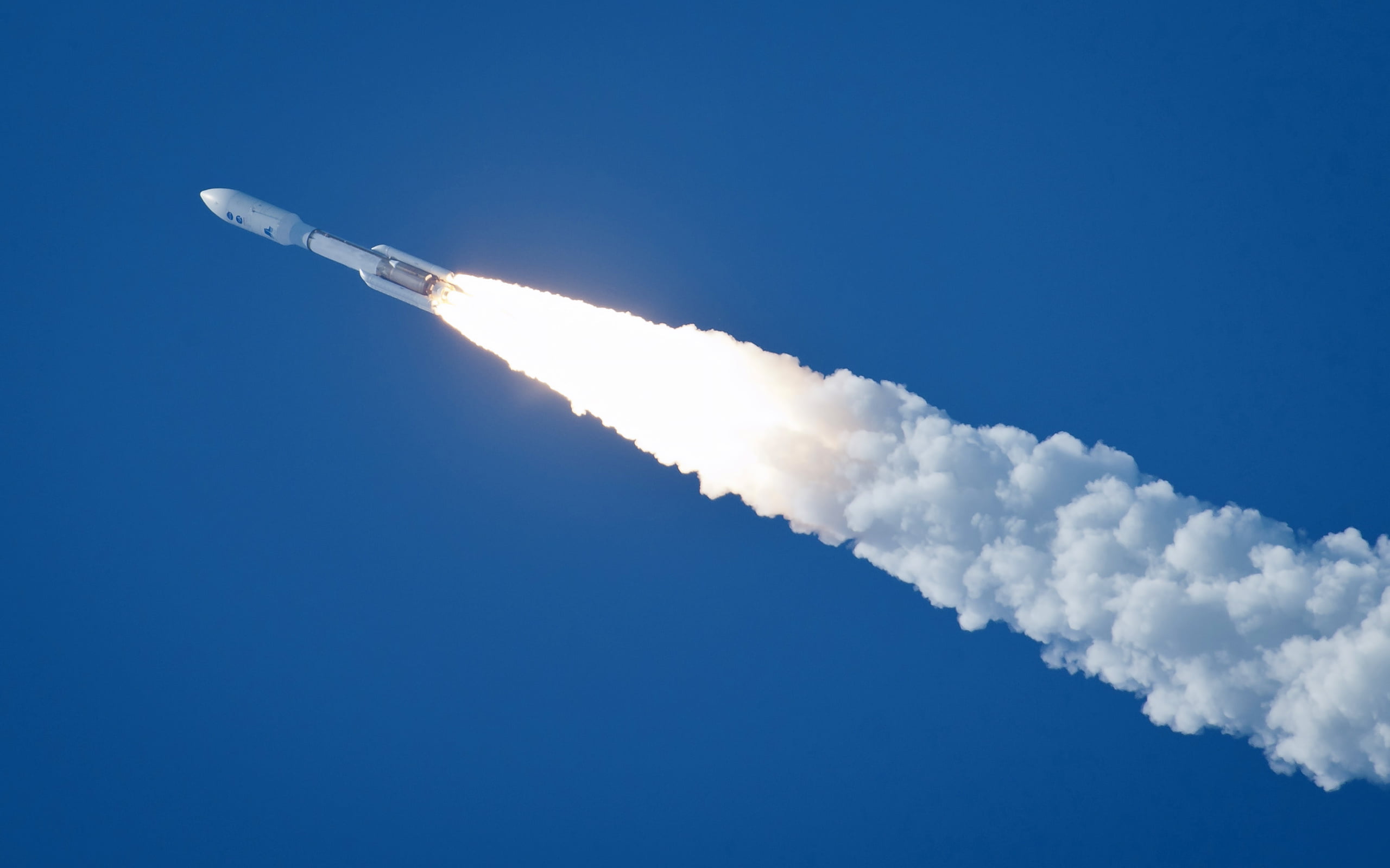Rocket Launched, grey rocket, 3D, Space, blue, smoke, sky, cloud - sky