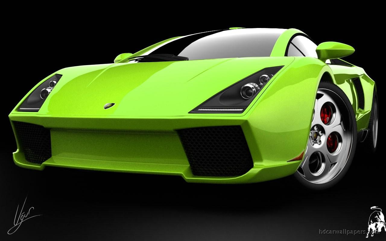 Lamborghini Green Concept, green lamborghini sports car, cars