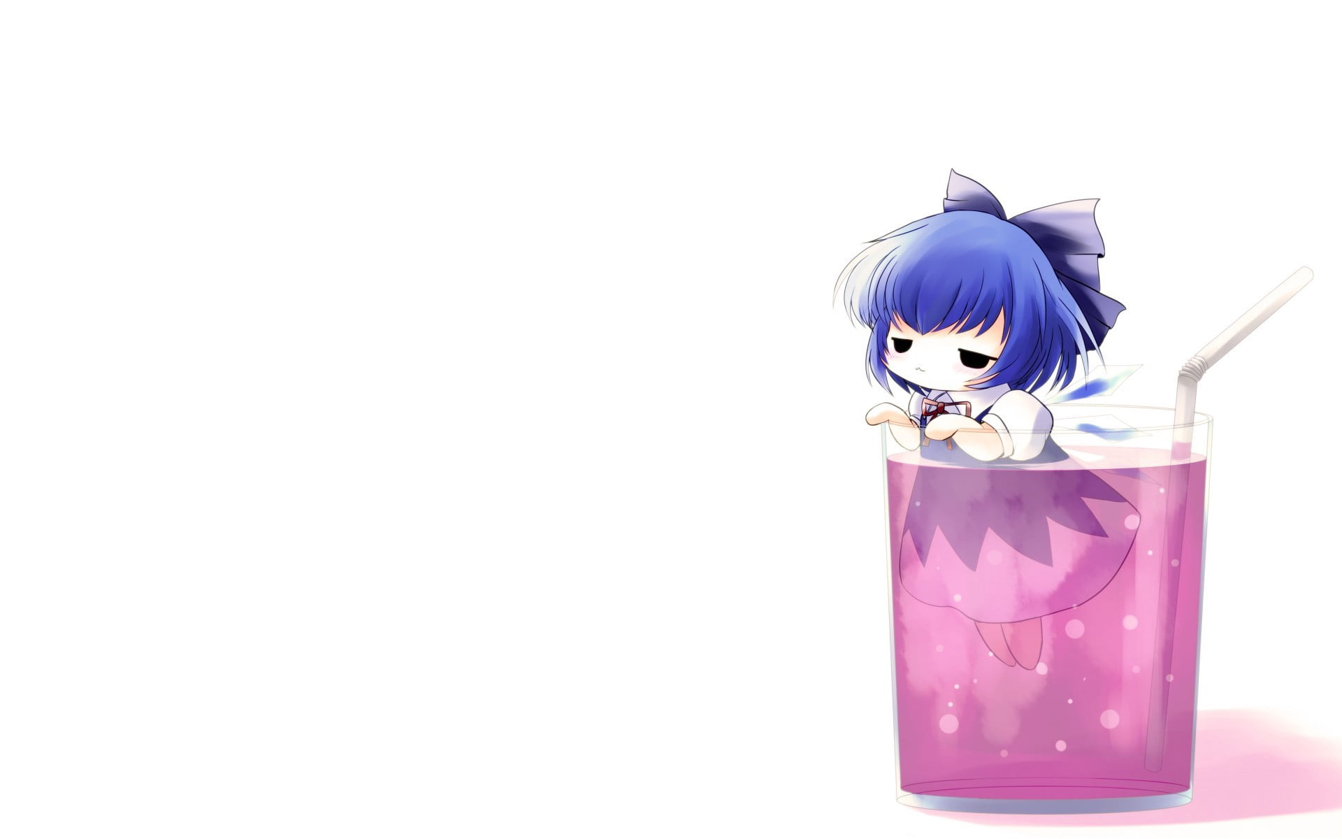Touhou Project Cirno illustration, girl, glass, tubule, backgrounds