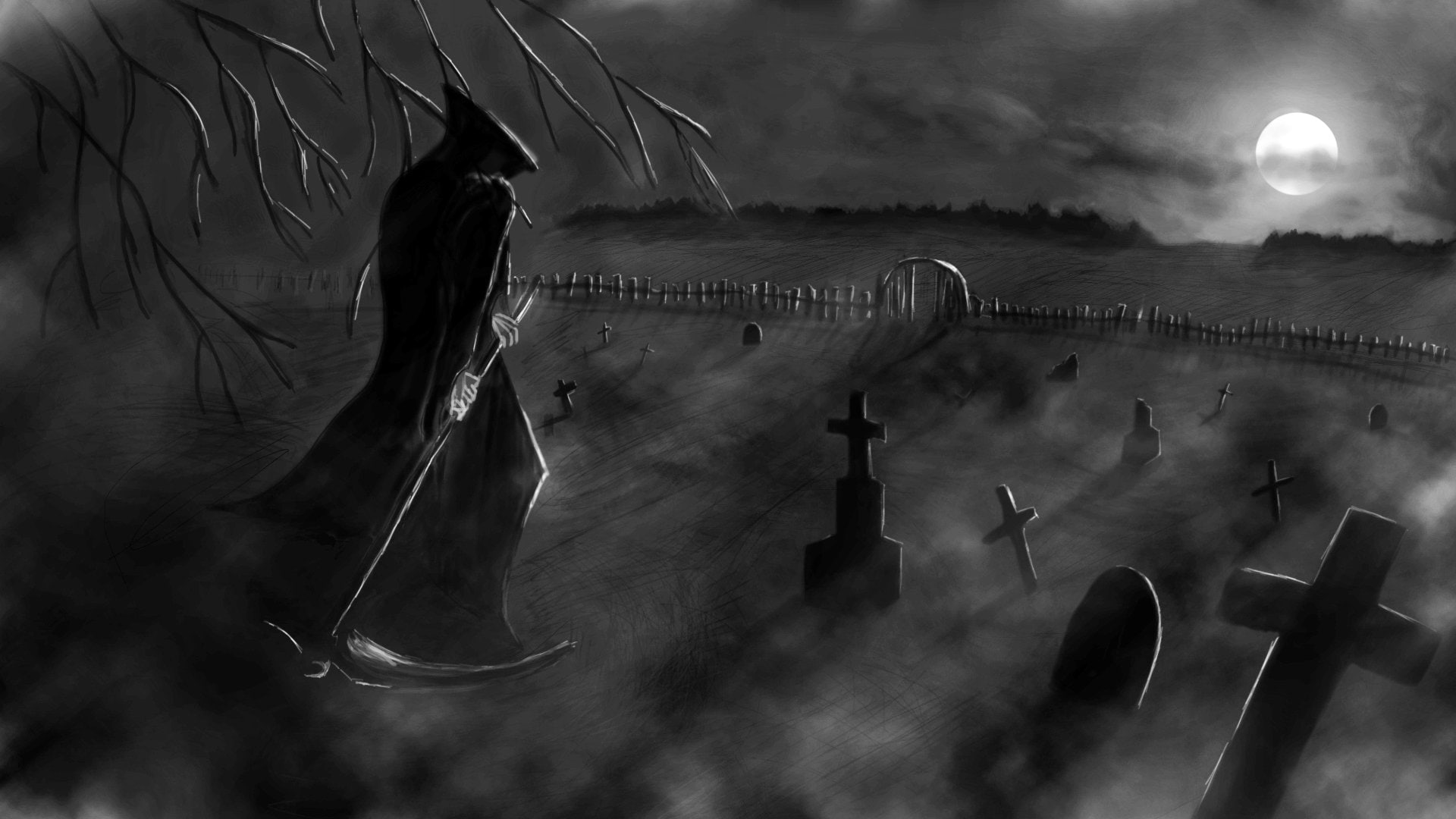 Free download | HD wallpaper: Dark, Grim Reaper, Death, Graveyard ...