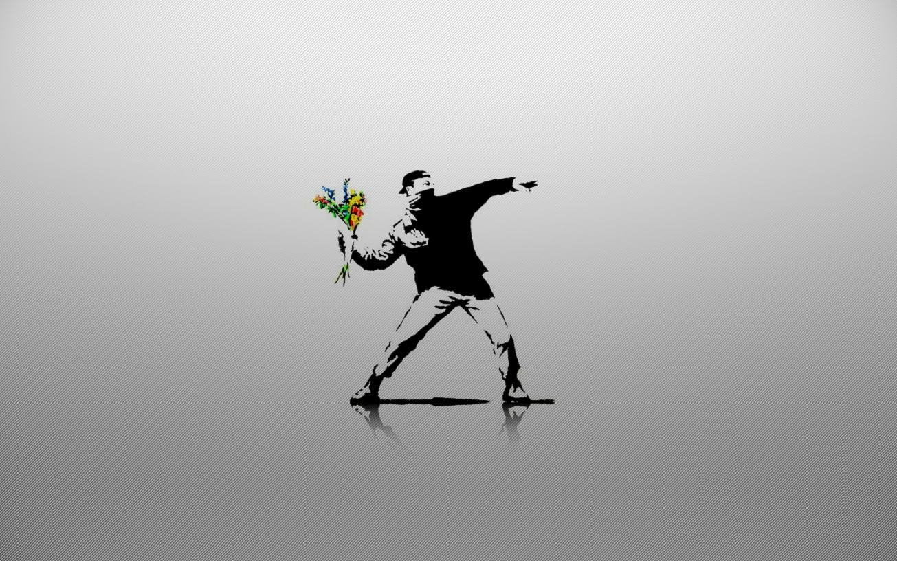 man holding bouquet flowers clip art, Artistic, Graffiti, Banksy