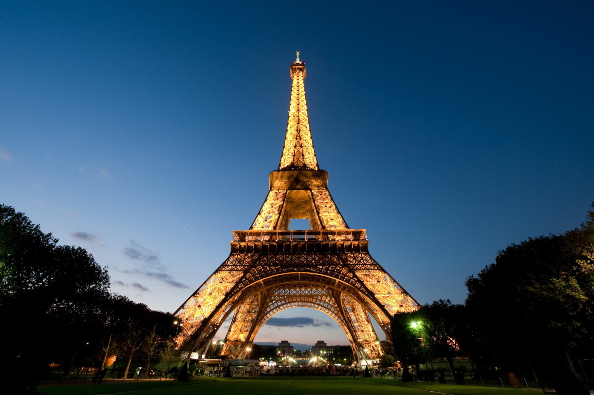 Monuments, Eiffel Tower, Light, Night