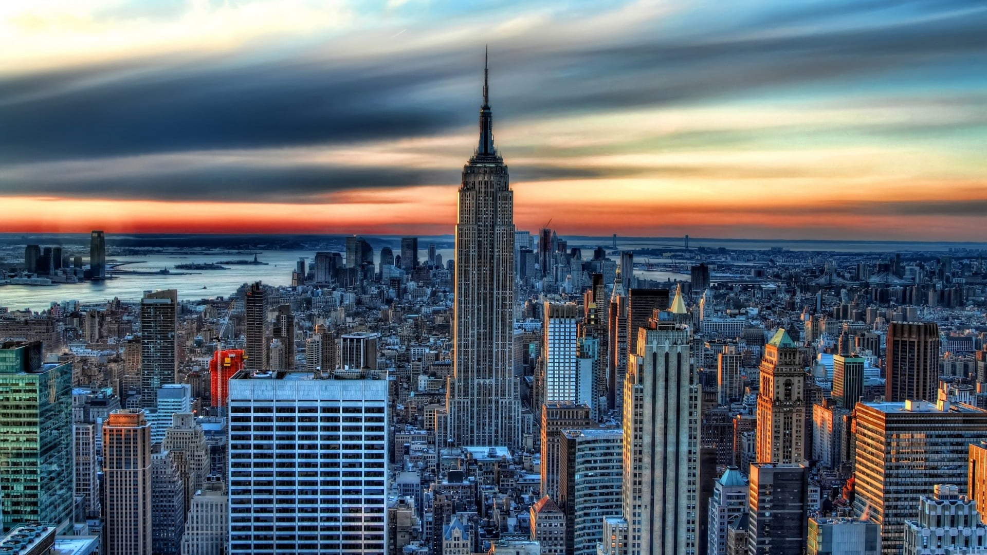 Empire State Building, New York, architecture, cityscape, clouds
