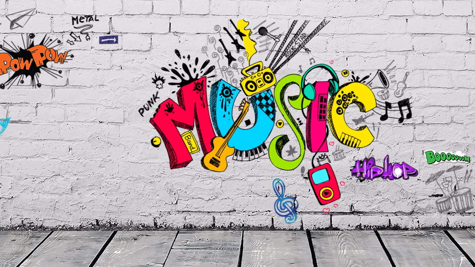 graffiti, street, street art, music, wall