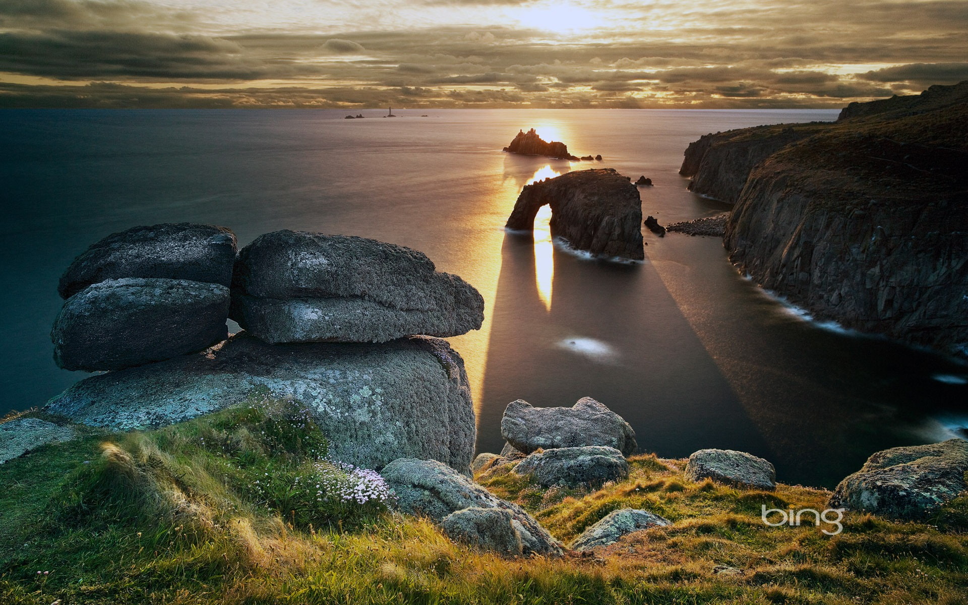 Land End in Cornwall England-2016 Bing Desktop Wal.., gray rock formation