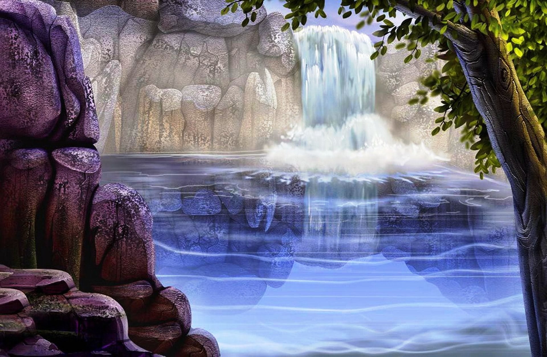waterfall, rock, motion, solid, rock - object, scenics - nature