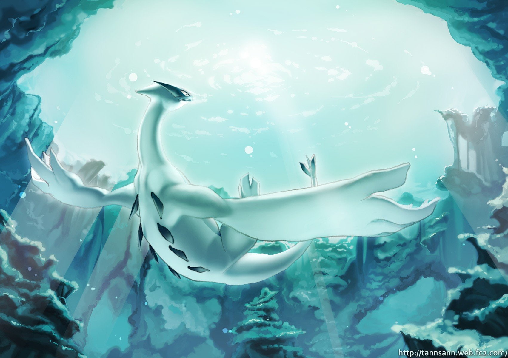 pokemon lugia, sea, water, underwater, animal themes, swimming