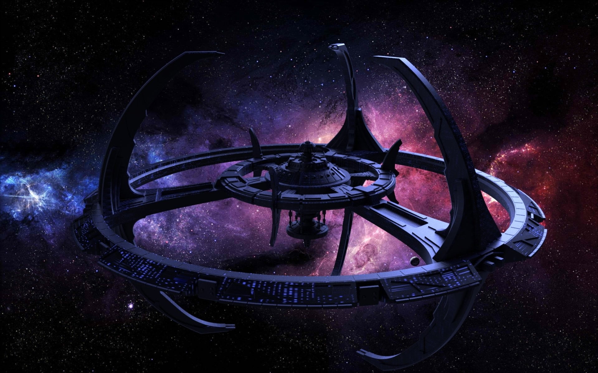 gray mother ship, stars, space, planet, galaxy, Star Trek, Star Trek: Deep Space 9