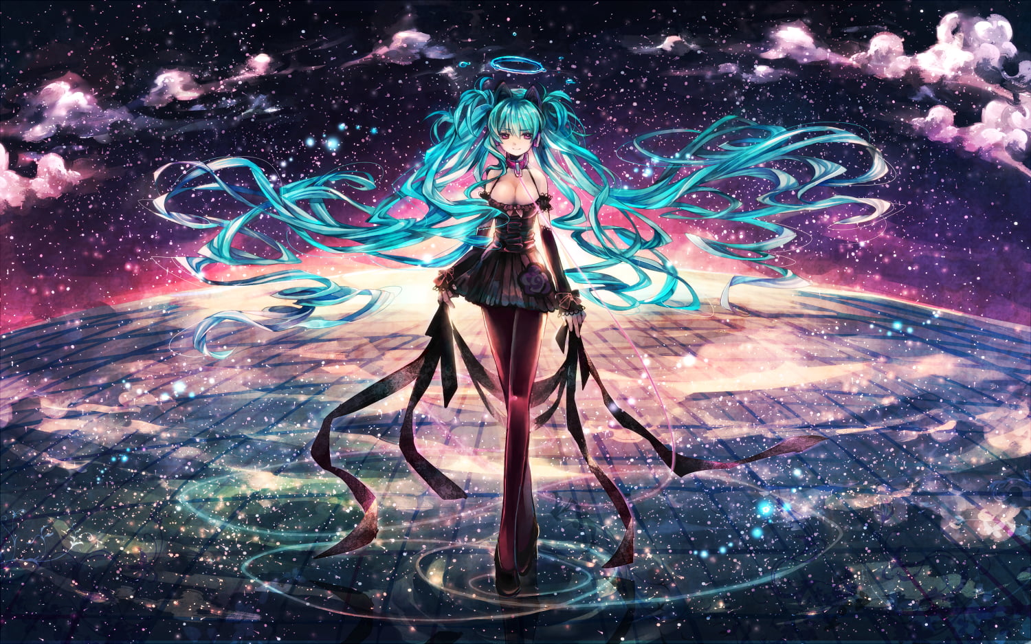 teal-haired female anime character digital wallpaper, blue haired anime character digital wallpaper