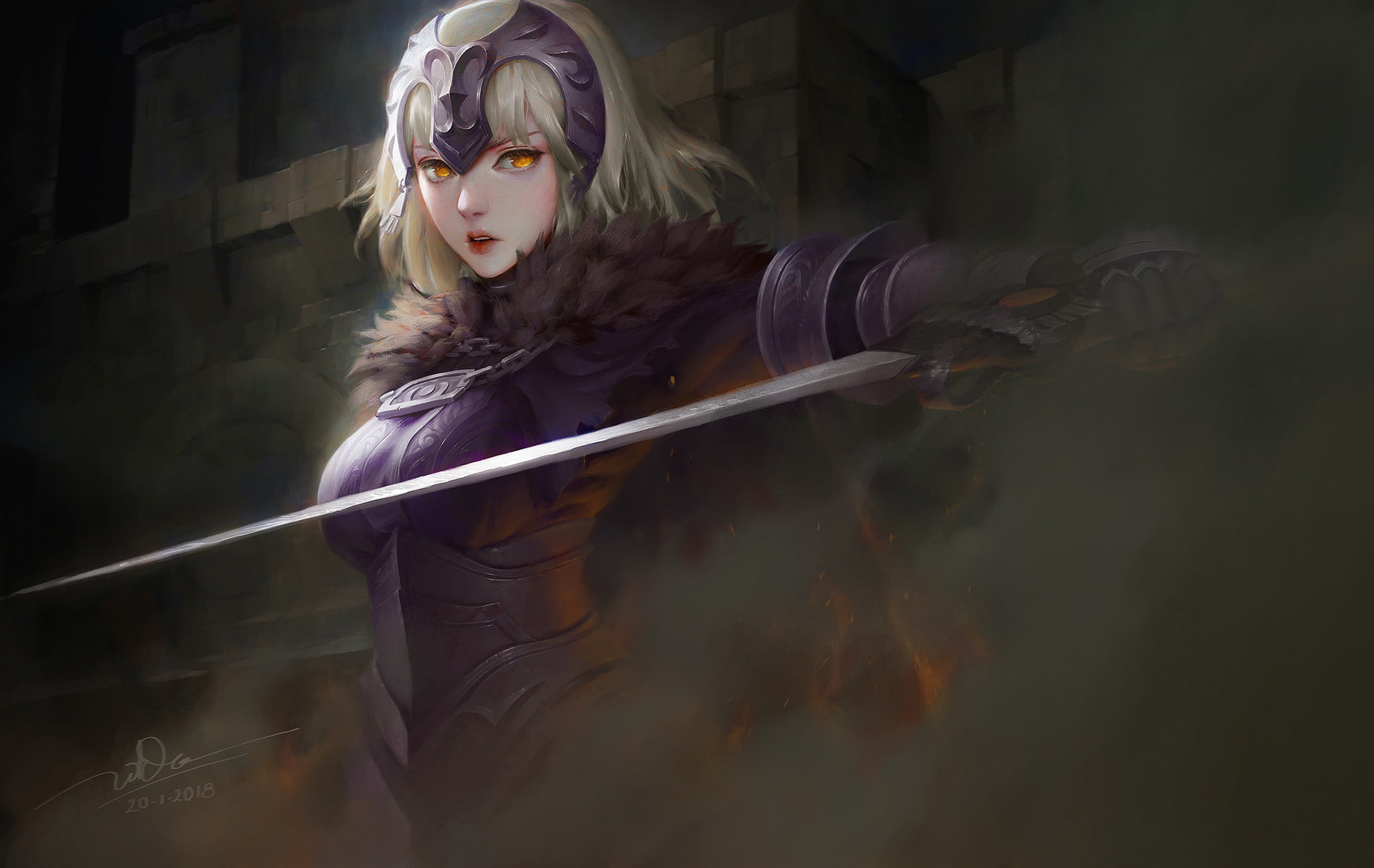 Jeanne darc alter  Avenger (FateGrand Order)  blonde  anime girls  Fate Series  armor  FateGrand Order  video games  sword