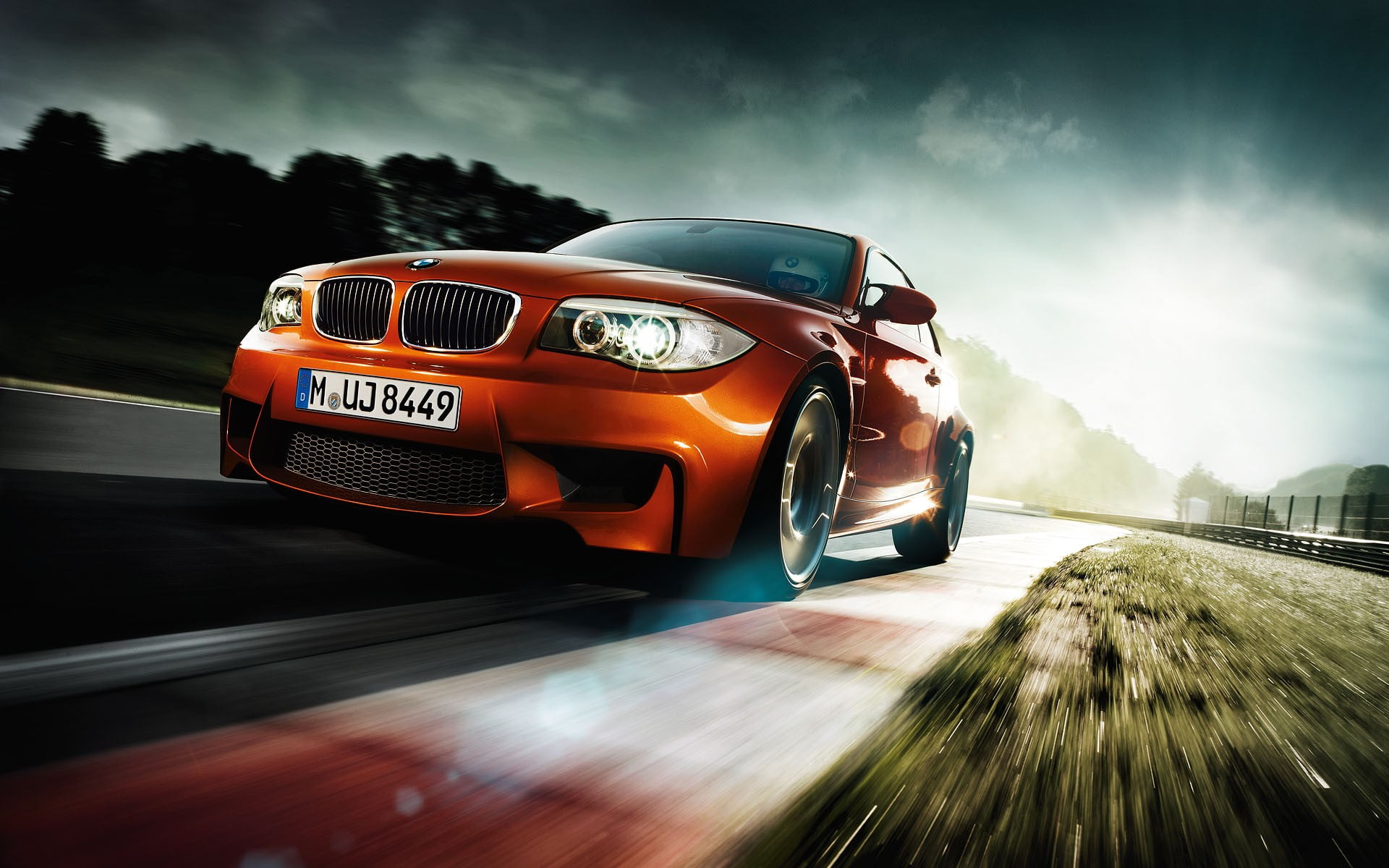 BMW 1 Series M Coupe Test, orange BMW coupe, Cars, mode of transportation