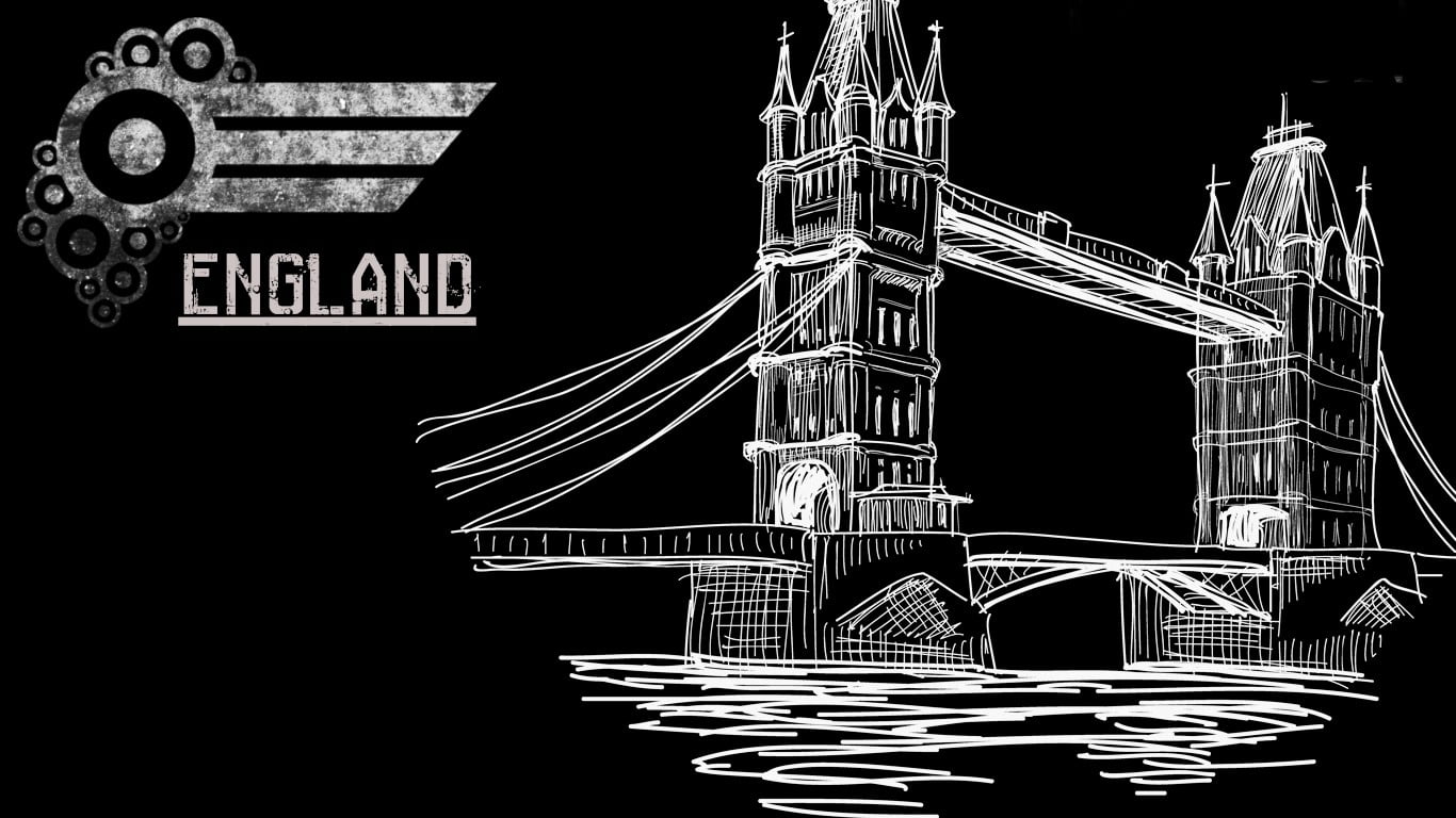Tower Bridge, England illustration, artwork, typography, London