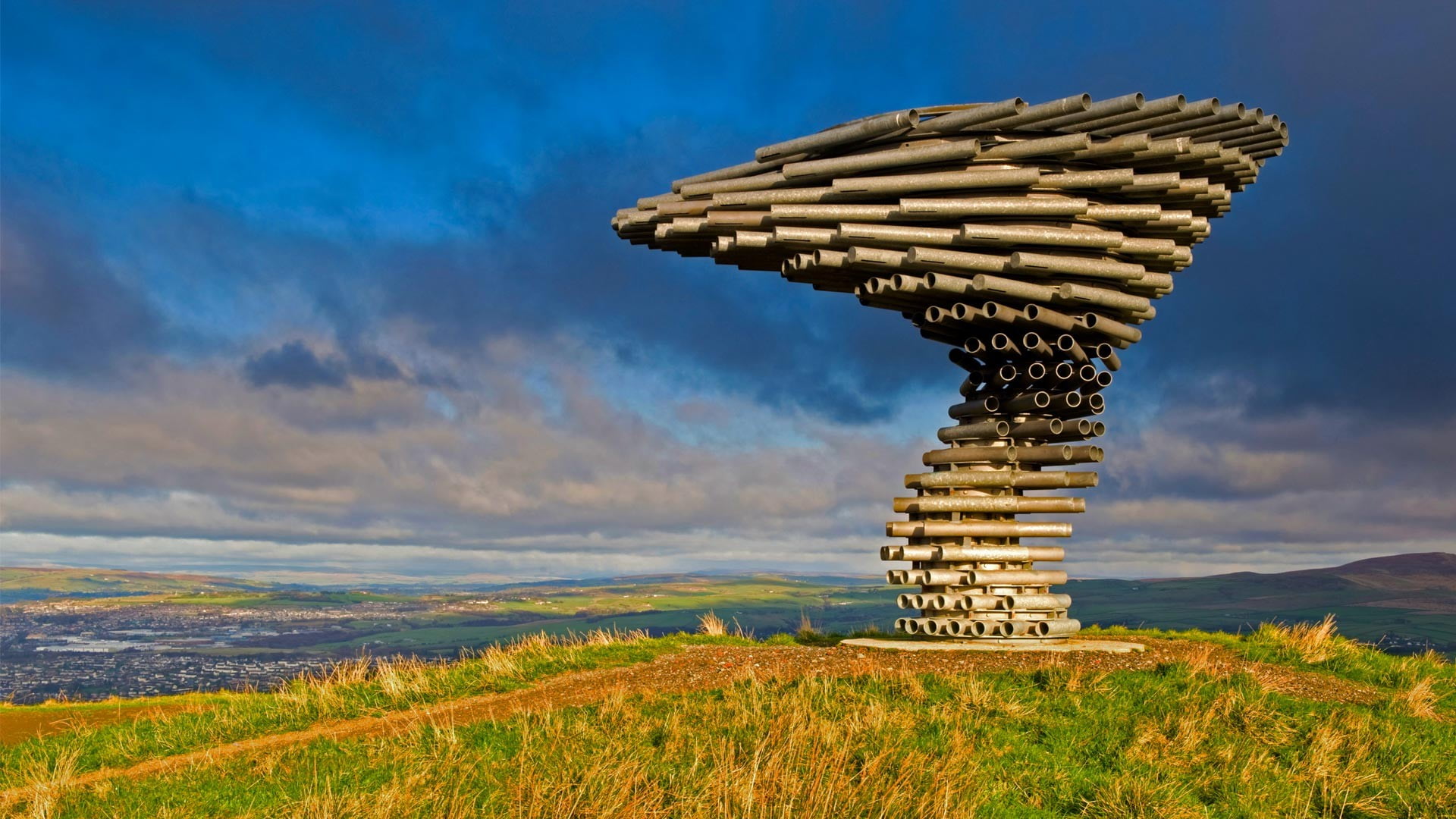 gray wooden spiral tower, nature, landscape, clouds, Burnley