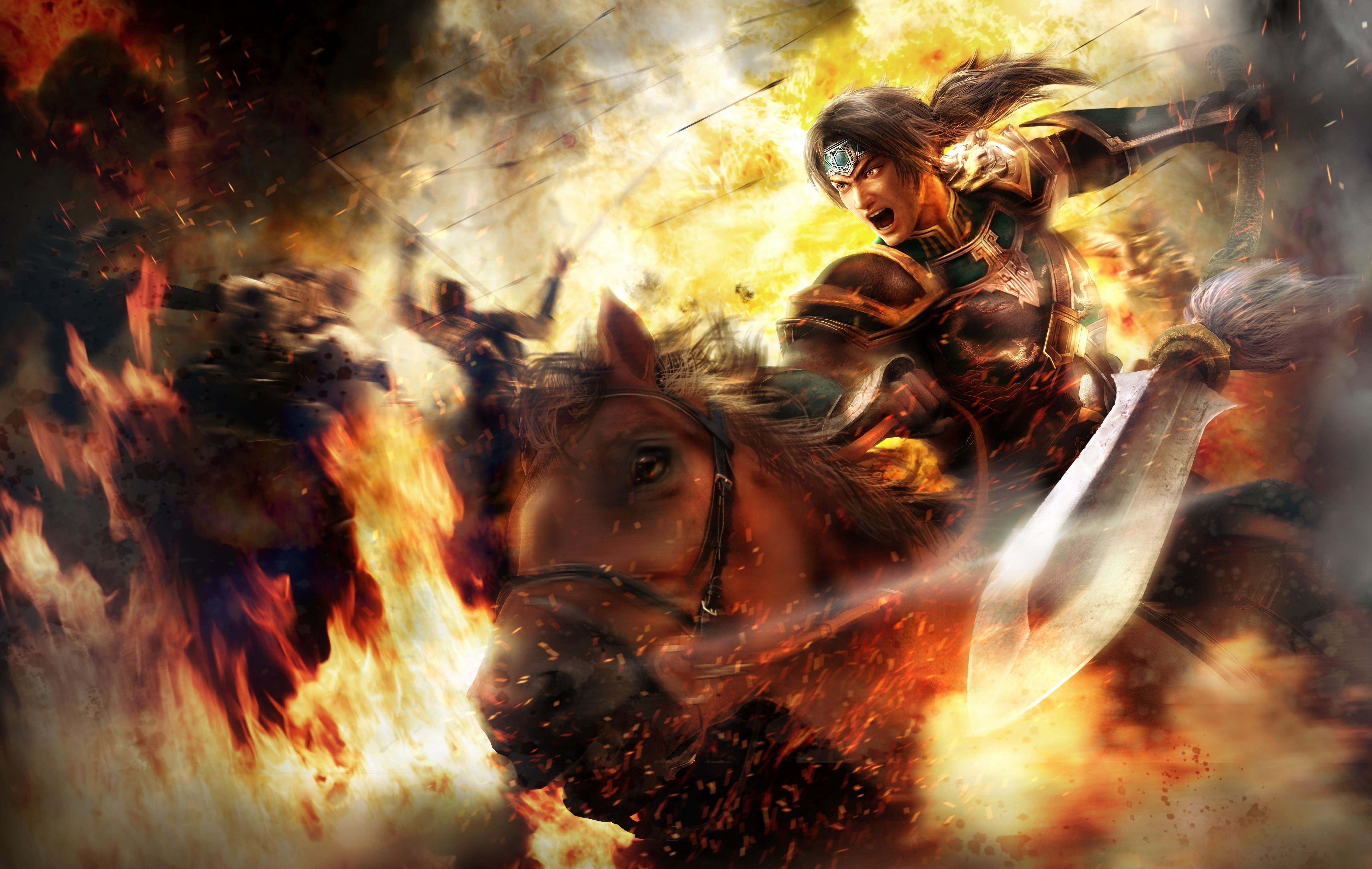 Dynasty Warriors, fire, horse, Realistic, video games, weapon