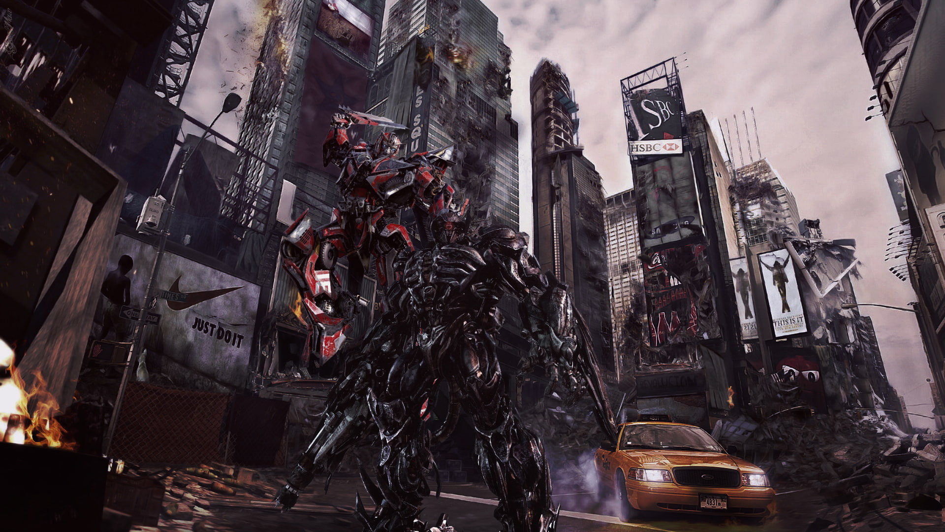 robot monster wallpaper, the city, transformers, destroyed, transformers 3