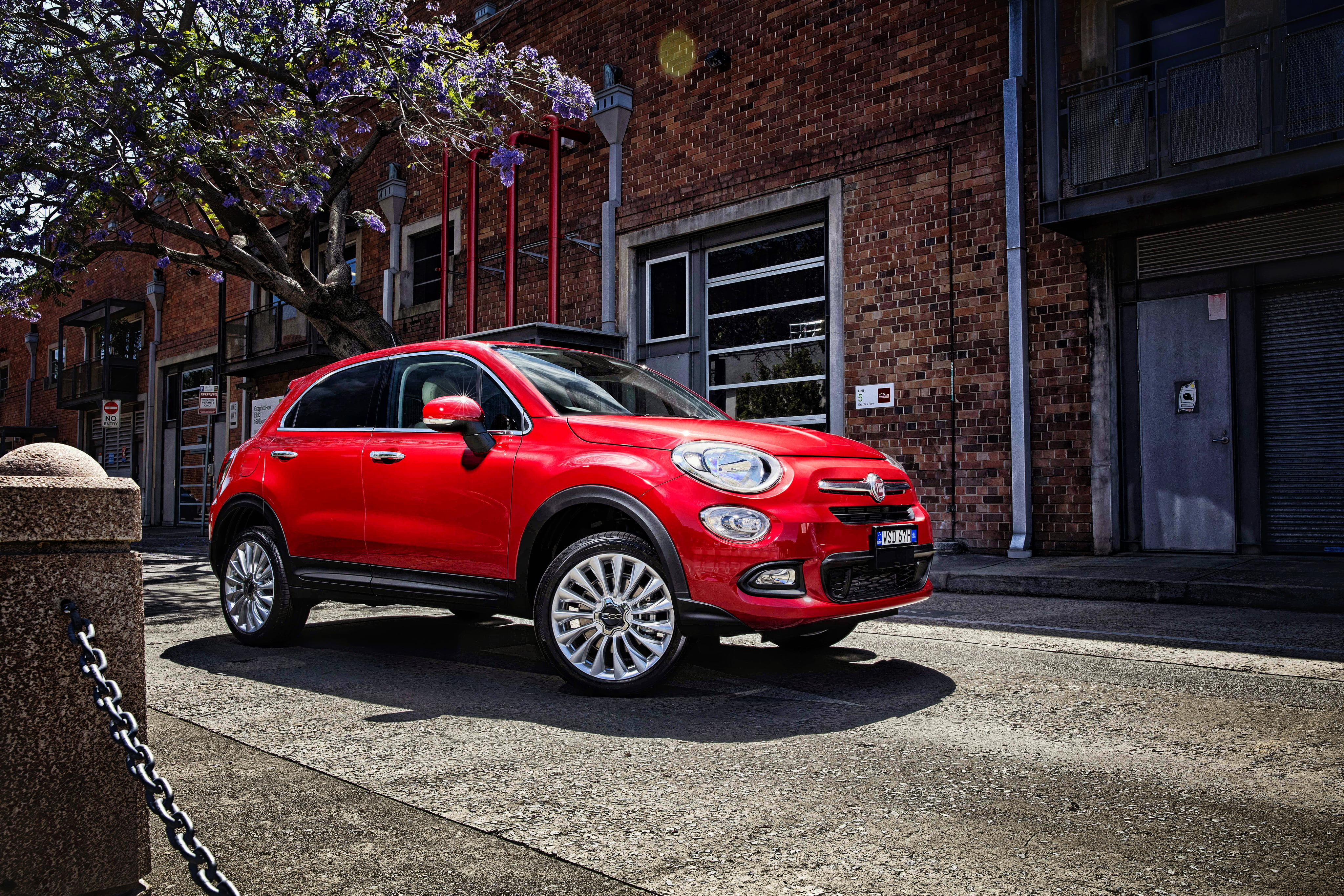 red SUV, fiat, 500x, side view, car, land Vehicle, street, transportation