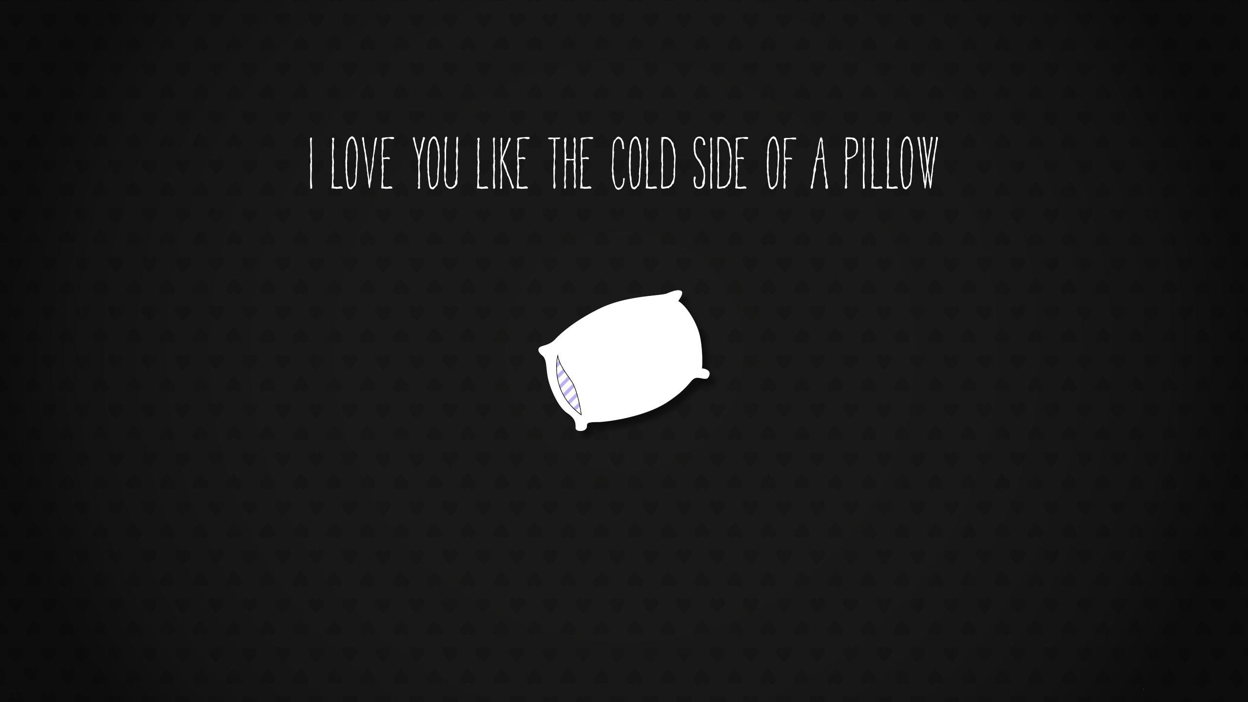 Pillow, black and white pillow illustration, quotes, 2560x1440