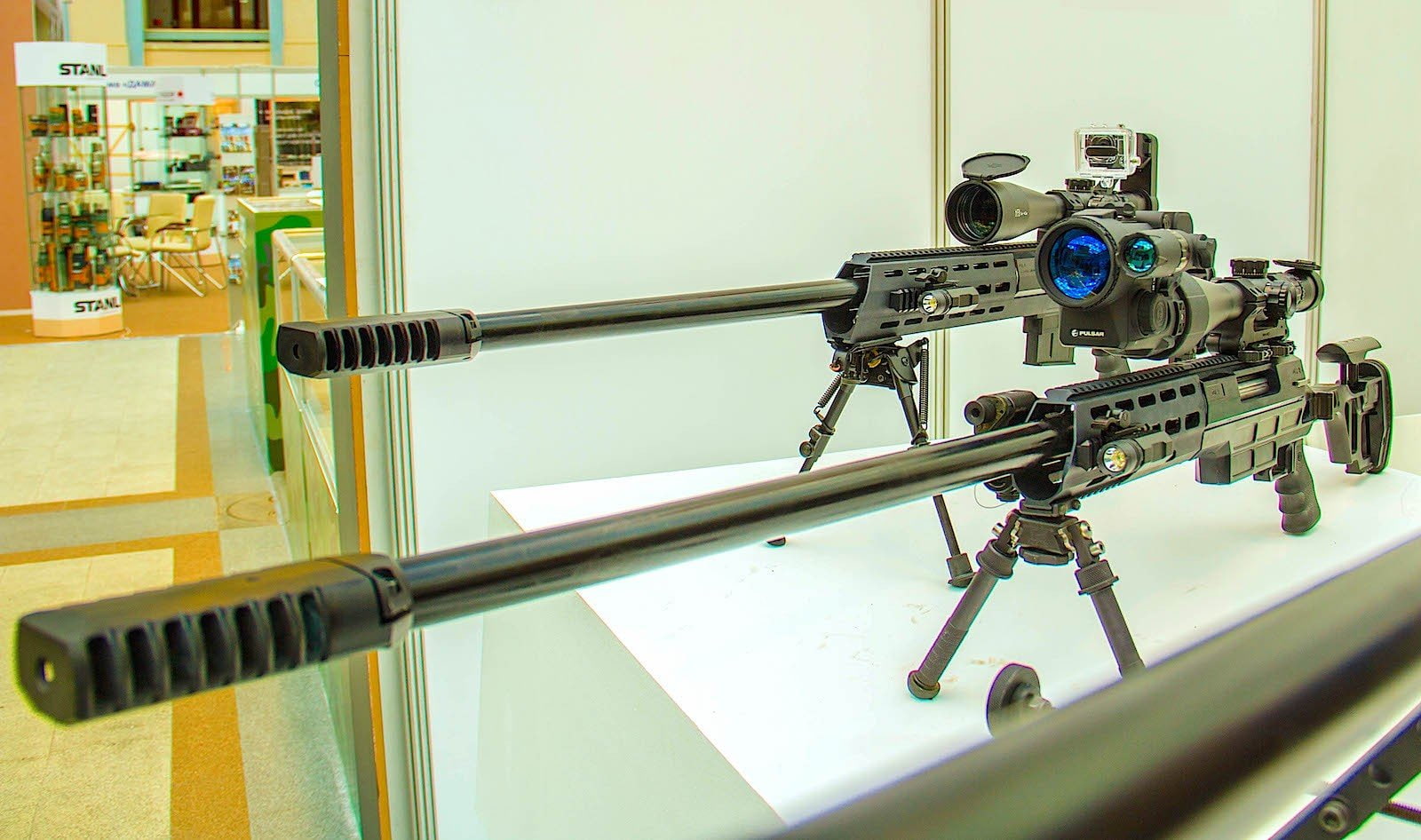 lobaevarms sniper rifle, indoors, no people, technology, machinery