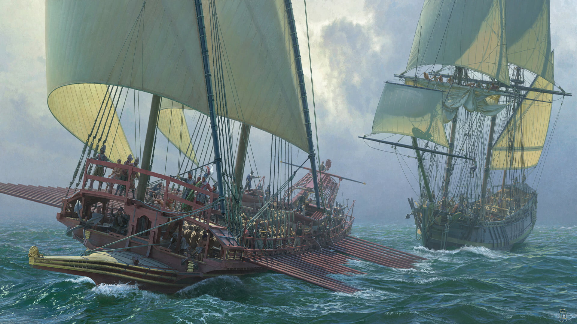 Fantasy, Ship, Galley, Sea