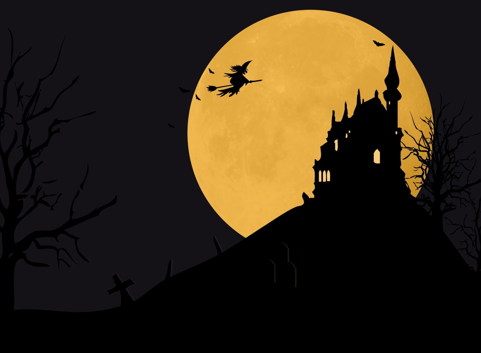 Halloween BG Moon Texture Trees Final, haunted house illustration