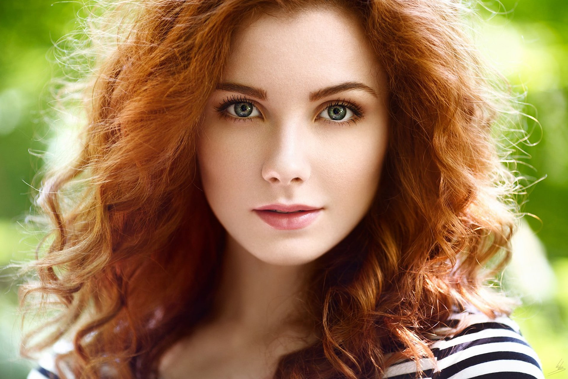 Free Download Hd Wallpaper Women Redhead Face Portrait Depth Of