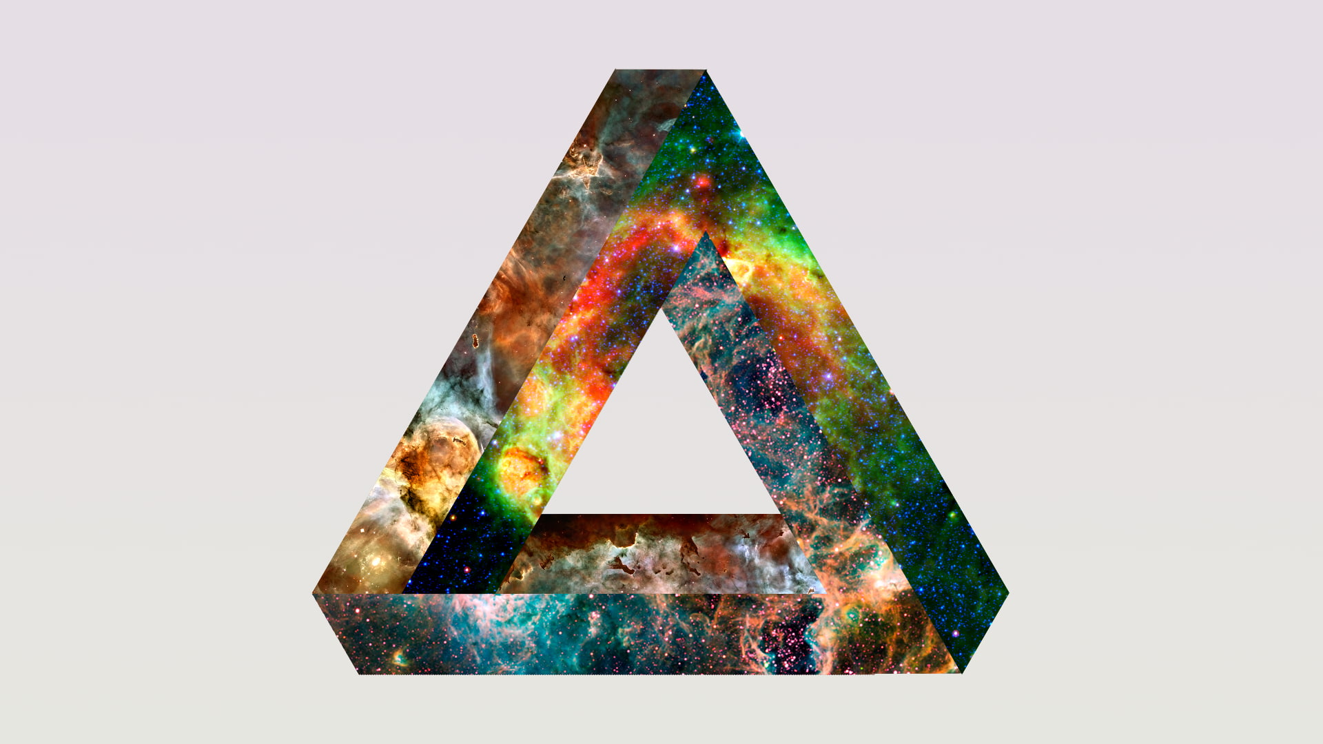 simple background, digital art, triangle, abstract, Penrose triangle