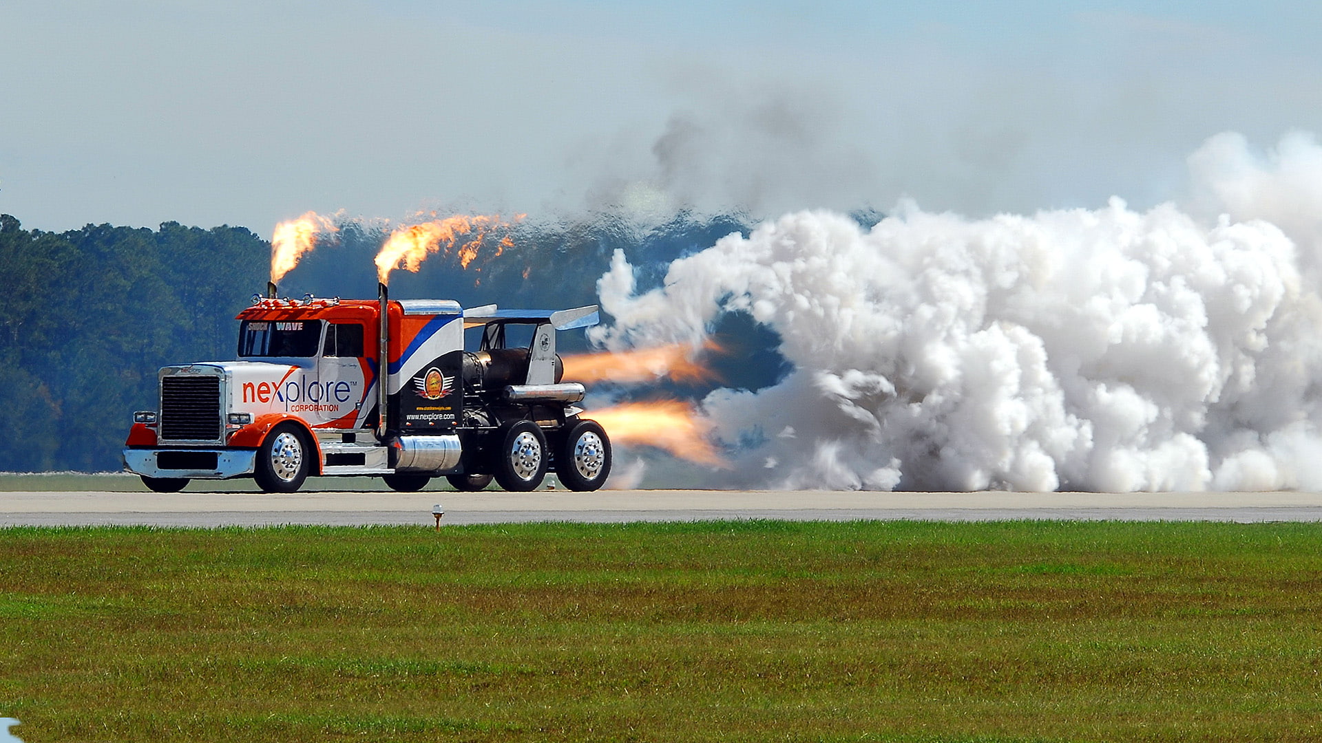 Jet Truck Semi Fire Flames Flame Smoke HD, cars