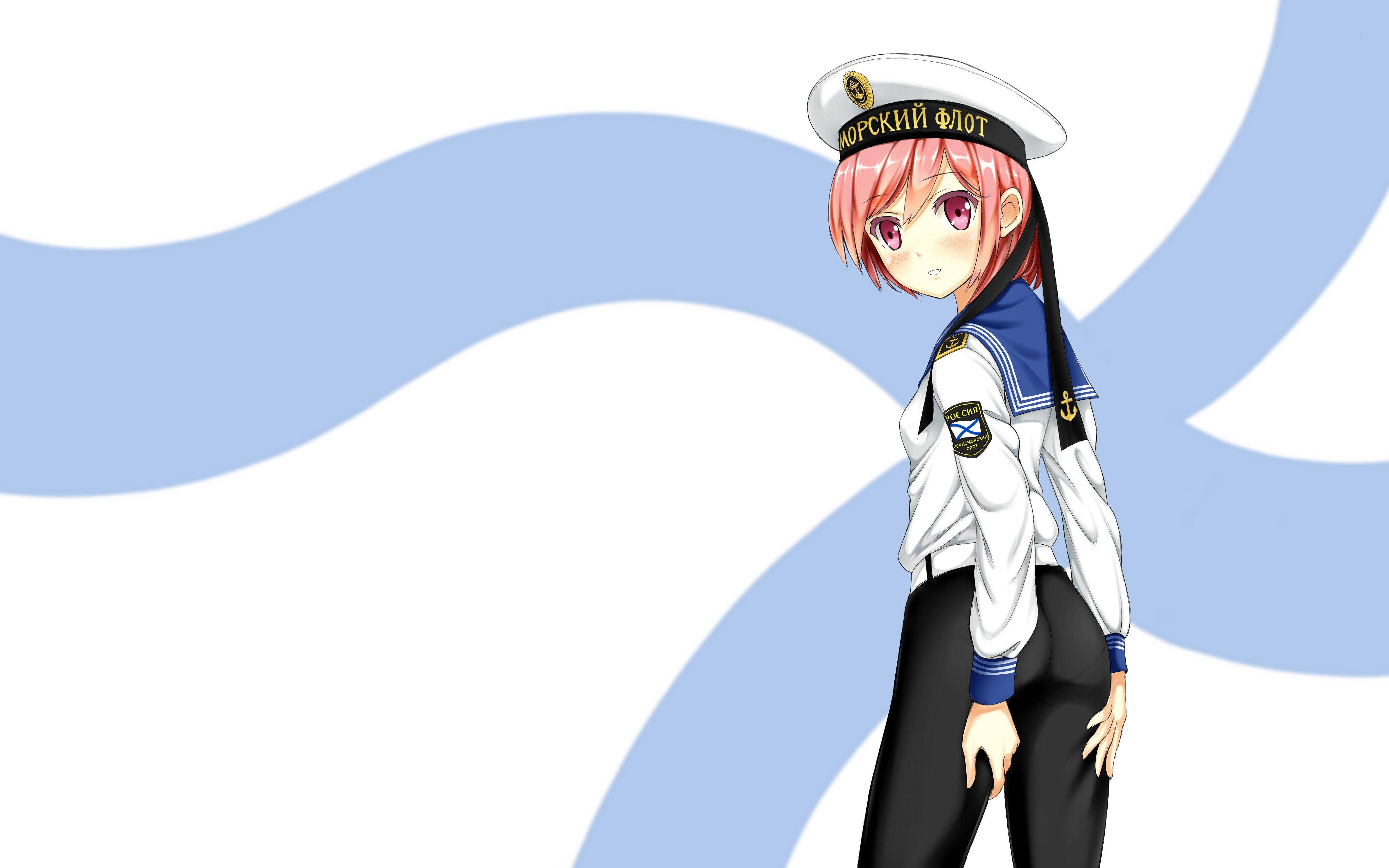 pink haired girl anime in sailor uniform, Navy, art, the flag of St. Andrew