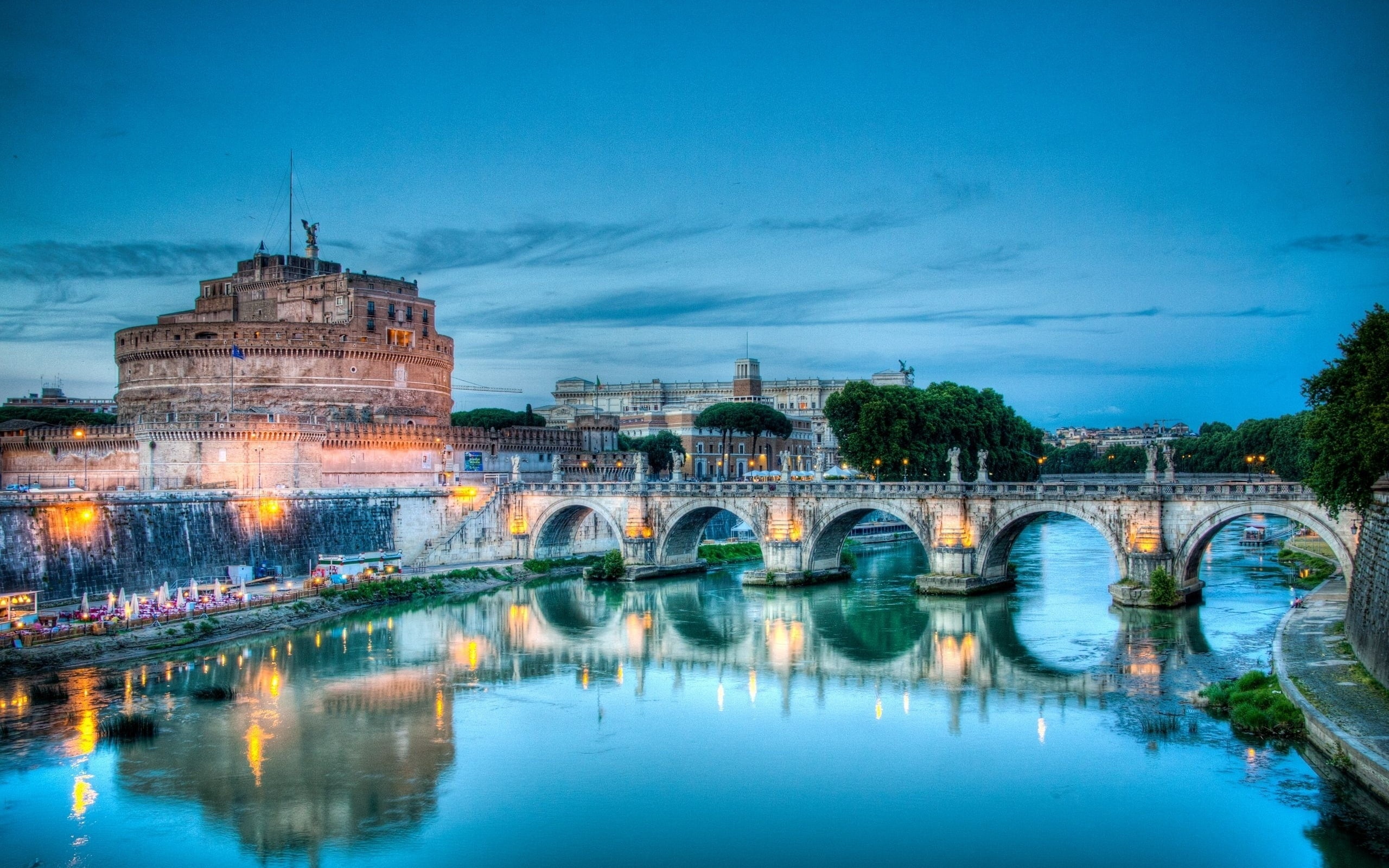 Rome, Italy Tiber River and Castel Sant'Angelo